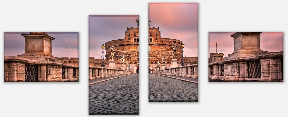 Leinwandbild Mehrteiler Sant Angelo Brücke und Schloss, Rom M1035 Leinwandbild Mehrteiler Sant Angelo Brücke und Schloss, Rom M1035