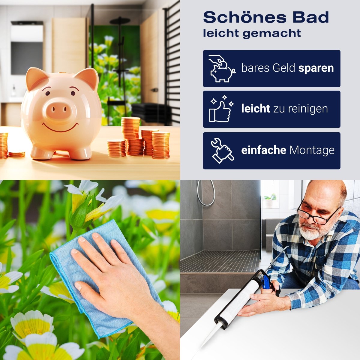 Duschwand Blumen, Sommergarten M1039 entdecken - Bild 7 Duschwand Blumen, Sommergarten M1039 entdecken - Bild 7