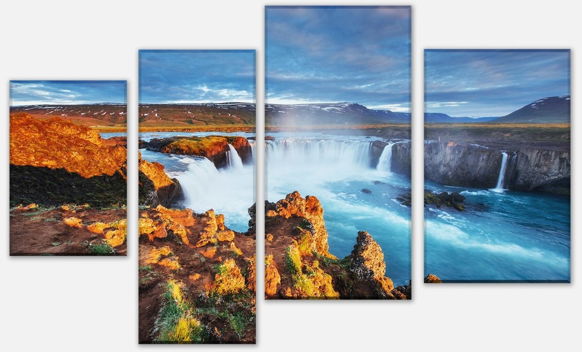 Leinwandbild Mehrteiler Godafoss-Wasserfall bei Sonnenuntergang, Island M1040 Leinwandbild Mehrteiler Godafoss-Wasserfall bei Sonnenuntergang, Island M1040