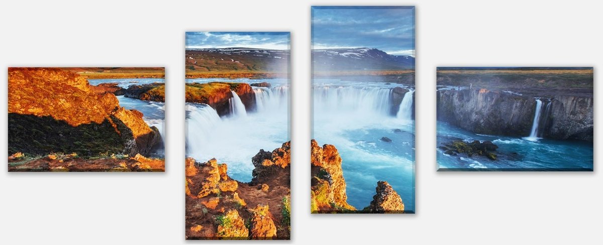 Leinwandbild Mehrteiler Godafoss-Wasserfall bei Sonnenuntergang, Island M1040 Leinwandbild Mehrteiler Godafoss-Wasserfall bei Sonnenuntergang, Island M1040