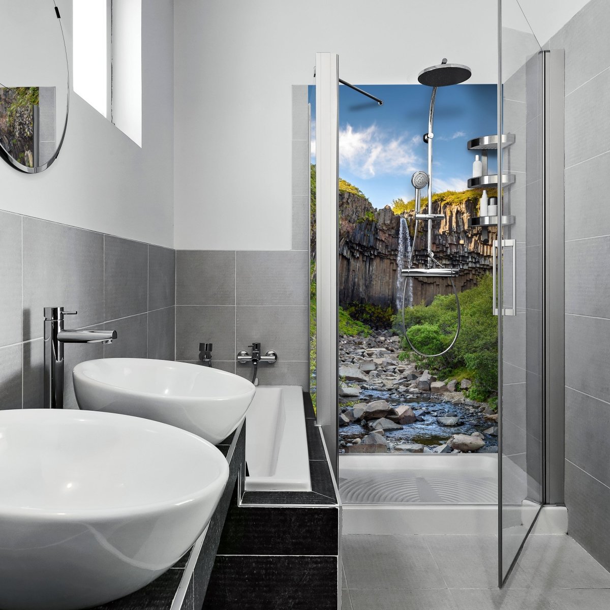 Duschwand Basaltsäulenwasserfall Island M1041 entdecken - Bild 1 Duschwand Basaltsäulenwasserfall Island M1041 entdecken - Bild 1