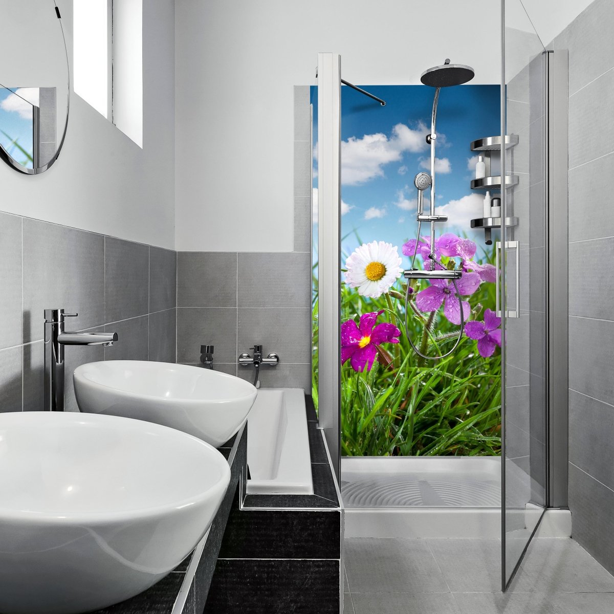 Duschwand Blühende Wiese M1044 entdecken - Bild 1 Duschwand Blühende Wiese M1044 entdecken - Bild 1