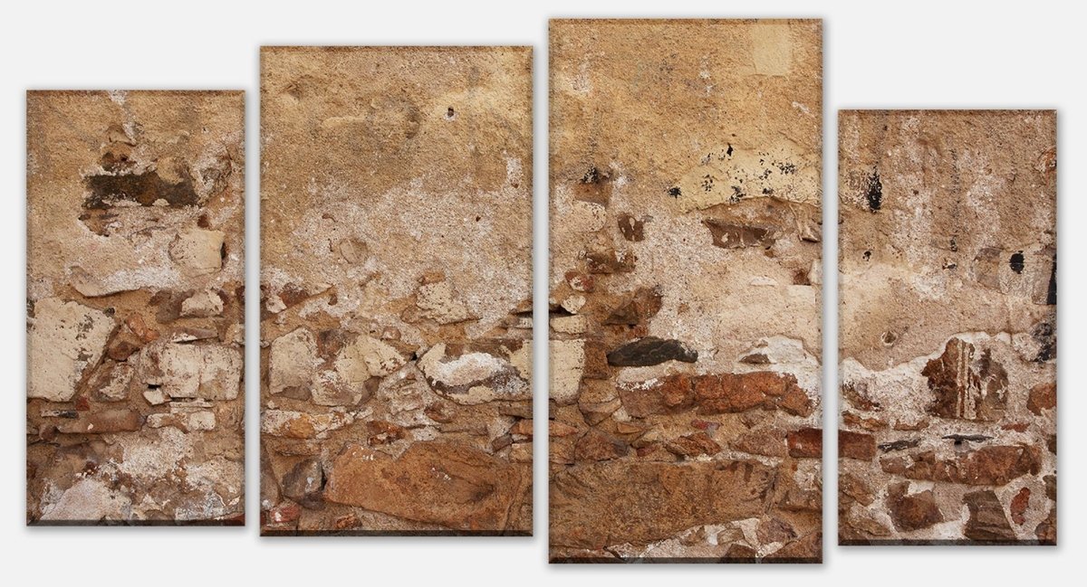Leinwandbild Mehrteiler Alte Mauer, gebaut aus Stein und Stuck M1051 Leinwandbild Mehrteiler Alte Mauer, gebaut aus Stein und Stuck M1051