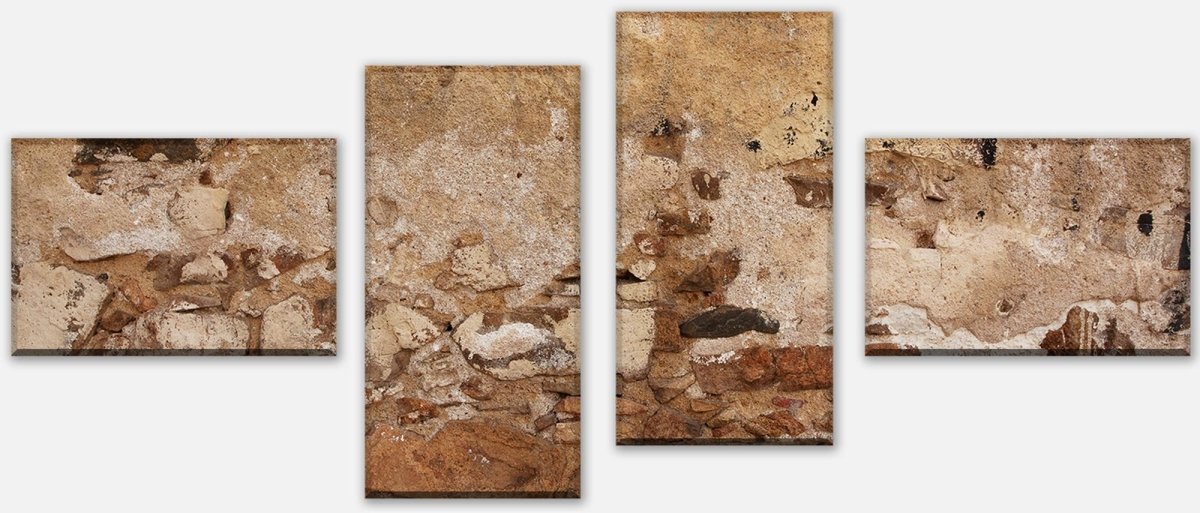 Leinwandbild Mehrteiler Alte Mauer, gebaut aus Stein und Stuck M1051 Leinwandbild Mehrteiler Alte Mauer, gebaut aus Stein und Stuck M1051