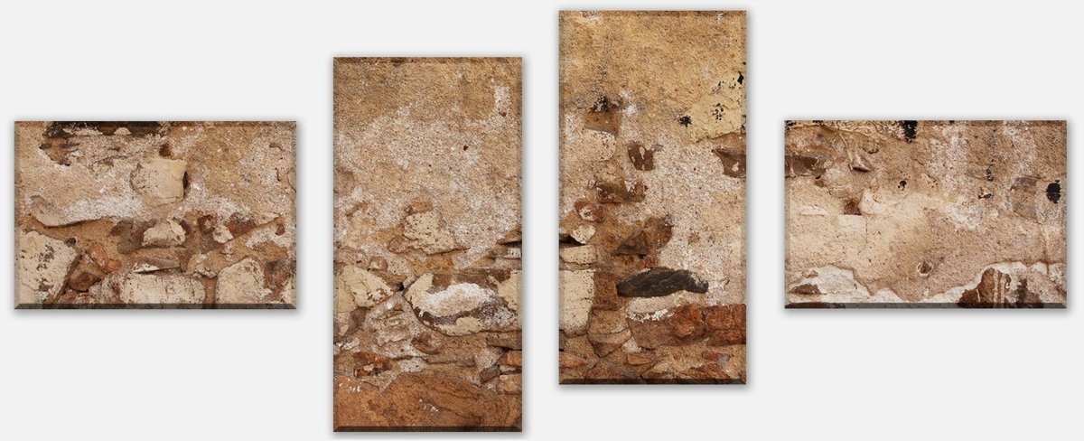 Leinwandbild Mehrteiler Alte Mauer, gebaut aus Stein und Stuck M1051 Leinwandbild Mehrteiler Alte Mauer, gebaut aus Stein und Stuck M1051