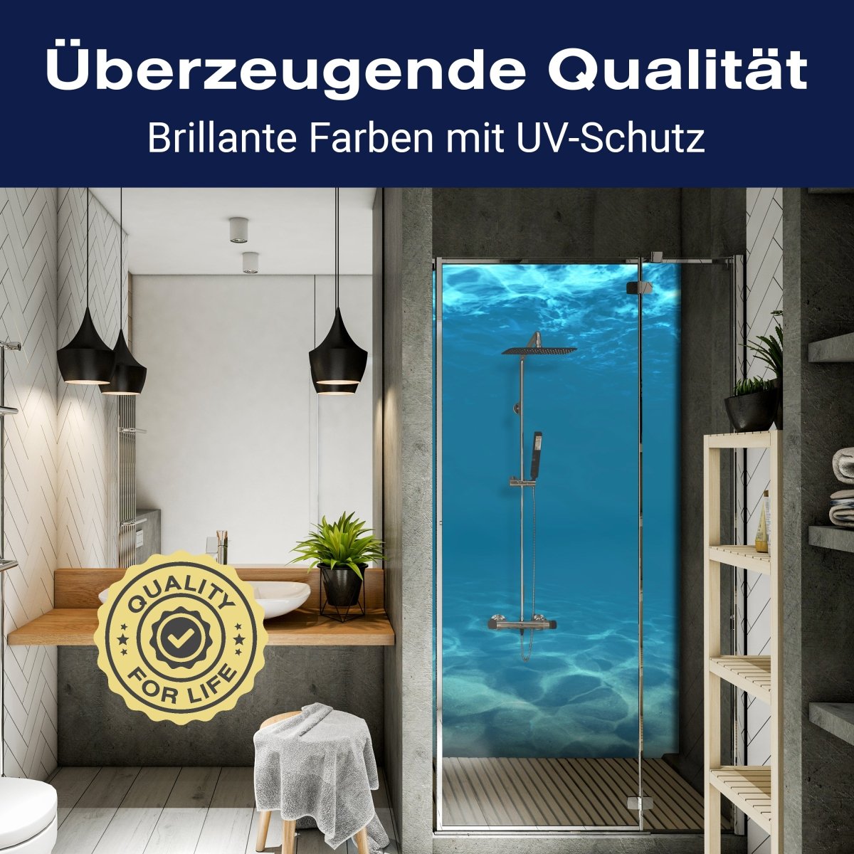 Duschwand Hellblau unter Wasser M1053 entdecken - Bild 2 Duschwand Hellblau unter Wasser M1053 entdecken - Bild 2