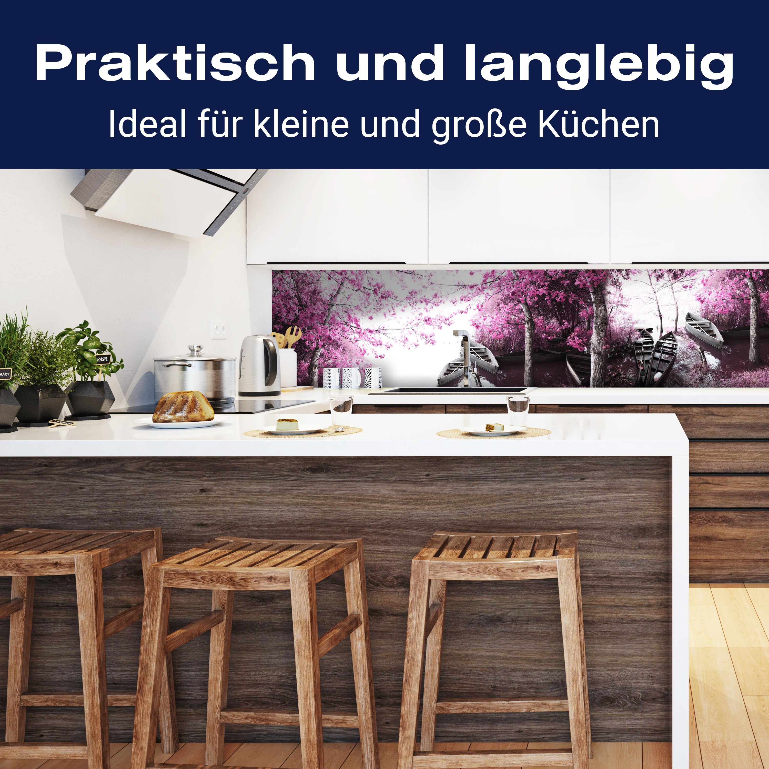 Küchenrückwand Wald rosa Blättern Boote See Ufer M1073 entdecken - Bild 3 Küchenrückwand Wald rosa Blättern Boote See Ufer M1073 entdecken - Bild 3