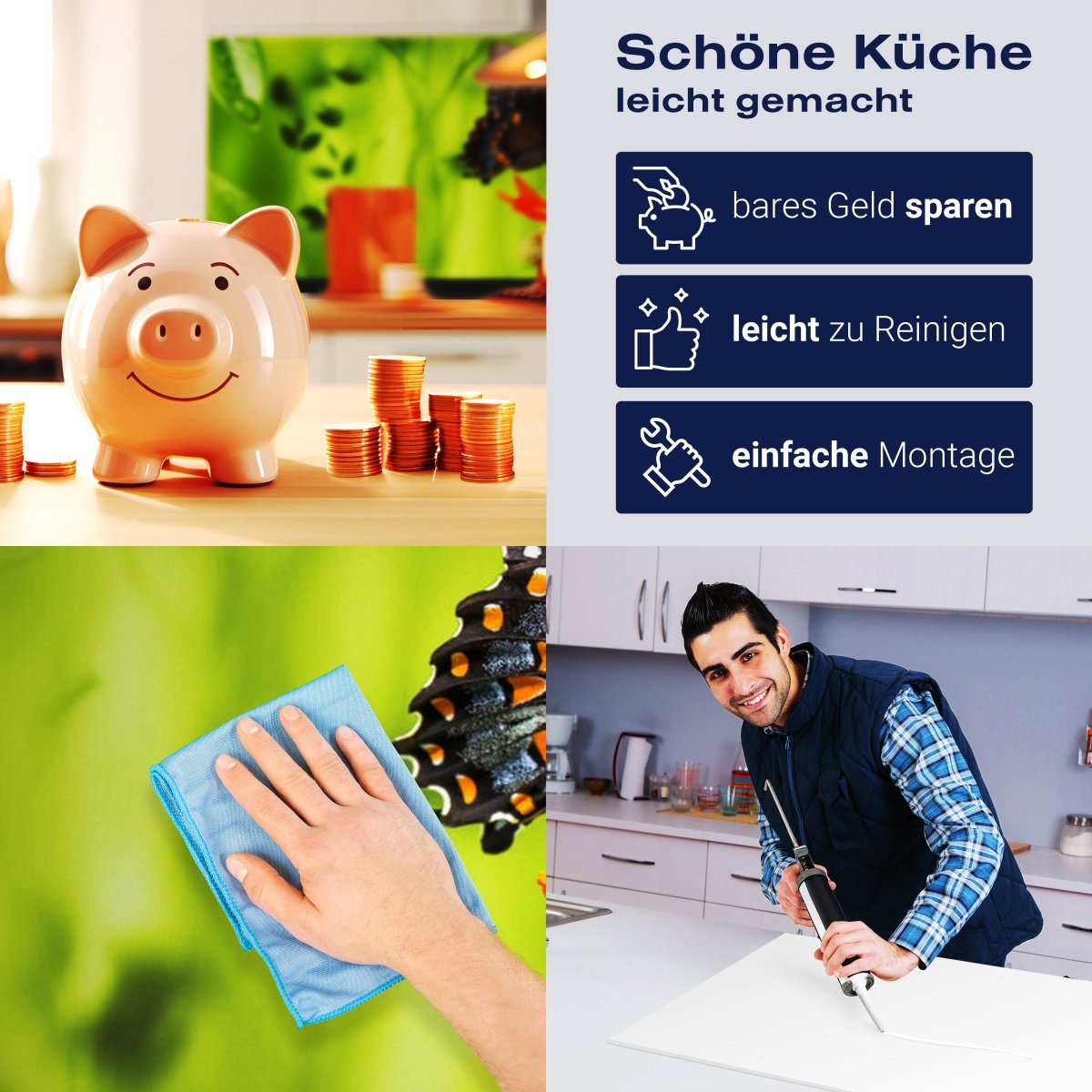 Küchenrückwand Schmetterling Marienkäfer Grün Gänseblüm M1080 entdecken - Bild 7 Küchenrückwand Schmetterling Marienkäfer Grün Gänseblüm M1080 entdecken - Bild 7