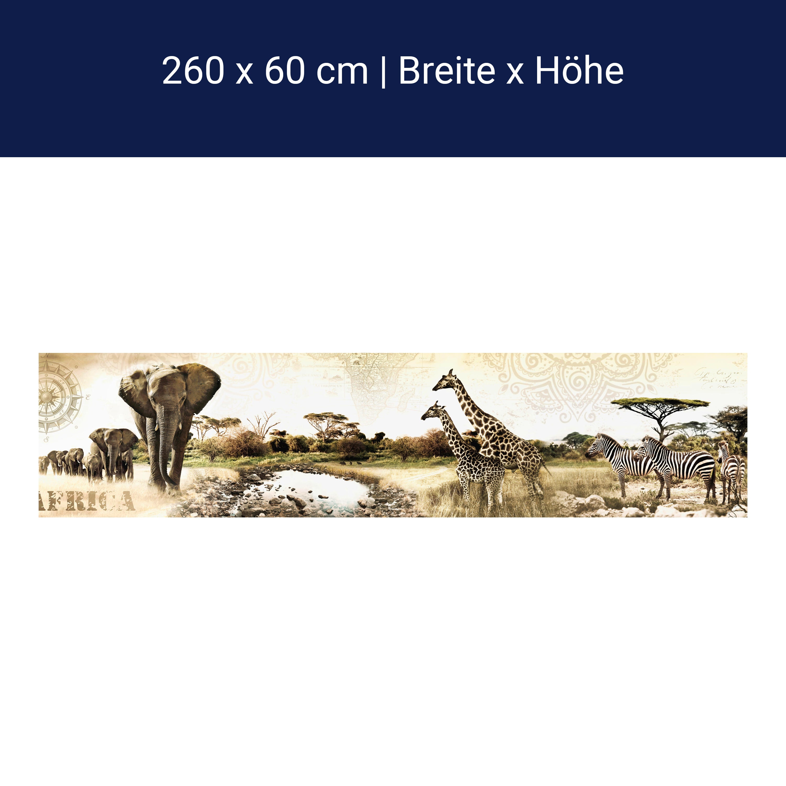 Küchenrückwand Afrika Elefant Giraffe Zebra Savanne M1084 Küchenrückwand Afrika Elefant Giraffe Zebra Savanne M1084