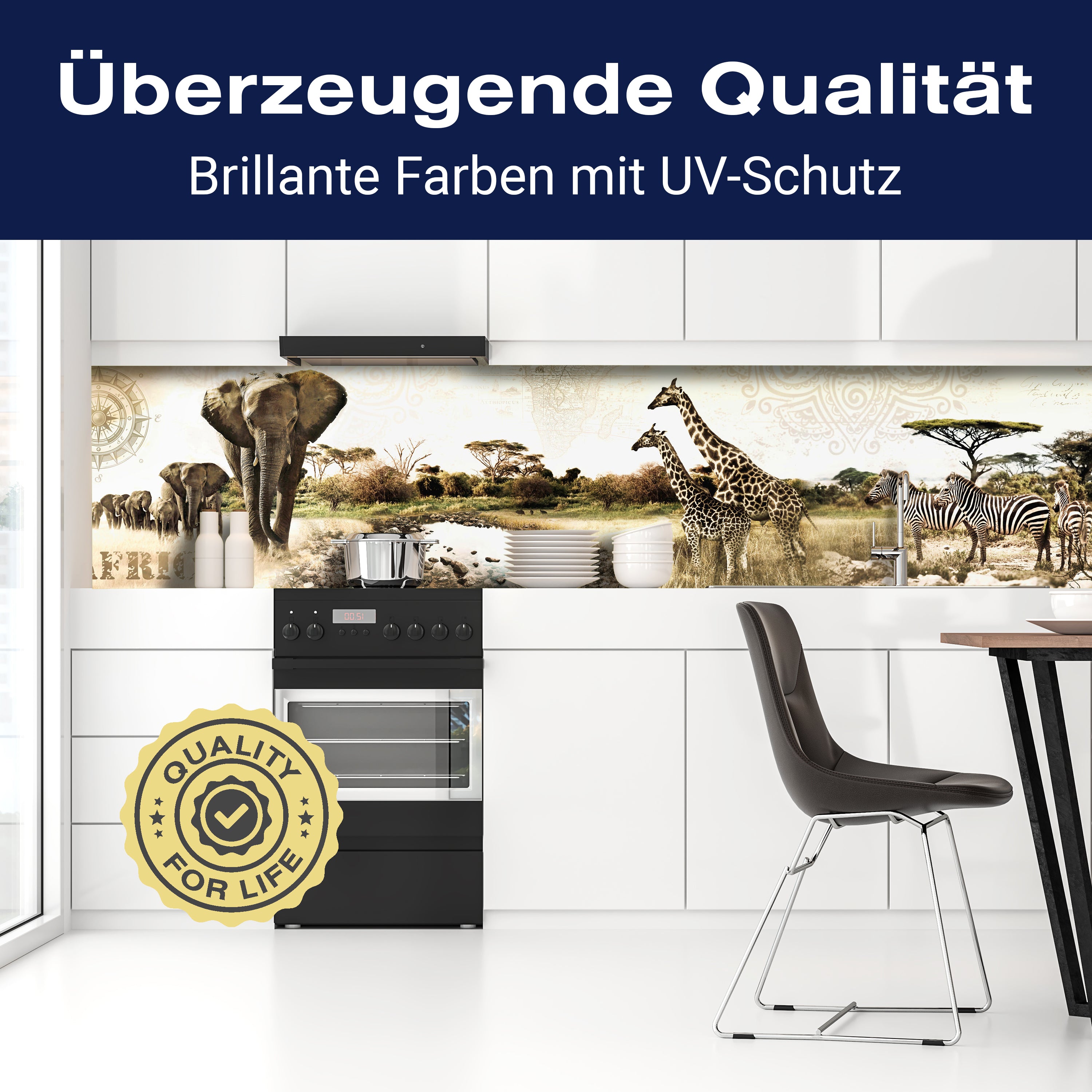 Küchenrückwand Afrika Elefant Giraffe Zebra Savanne M1084 entdecken - Bild 2 Küchenrückwand Afrika Elefant Giraffe Zebra Savanne M1084 entdecken - Bild 2