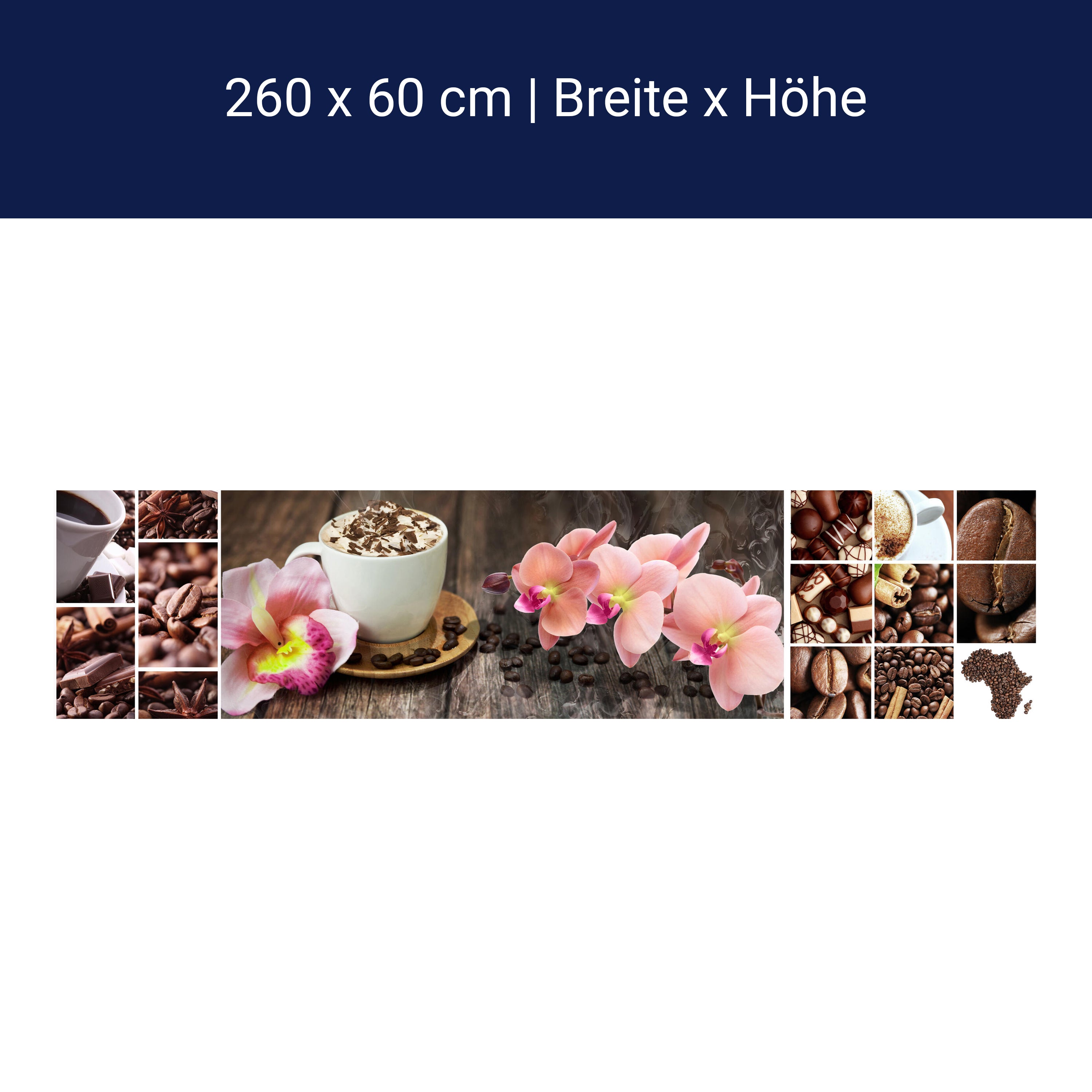 Küchenrückwand Kaffee Orchidee Schokolade Braun M1085 Küchenrückwand Kaffee Orchidee Schokolade Braun M1085