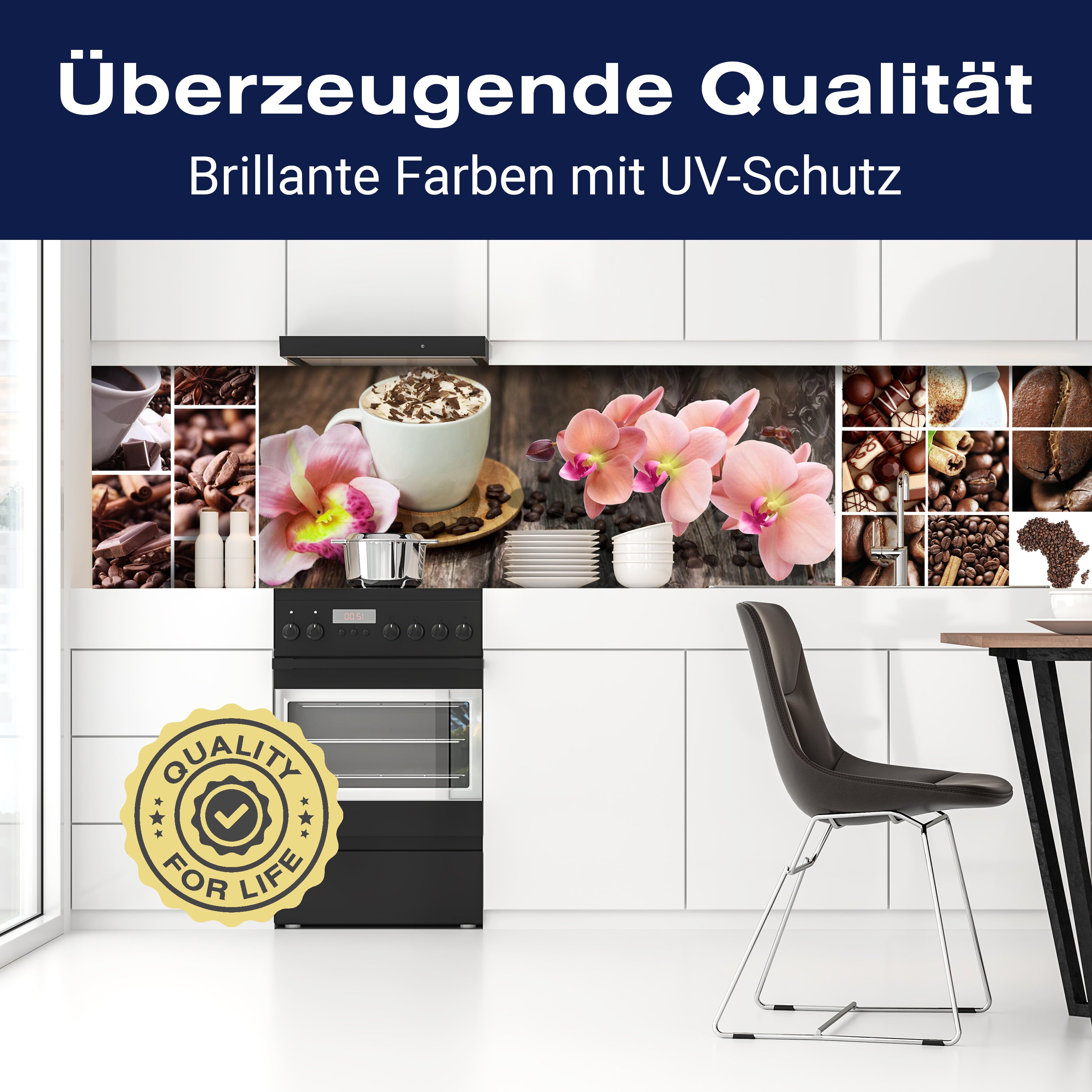 Küchenrückwand Kaffee Orchidee Schokolade Braun M1085 entdecken - Bild 2 Küchenrückwand Kaffee Orchidee Schokolade Braun M1085 entdecken - Bild 2
