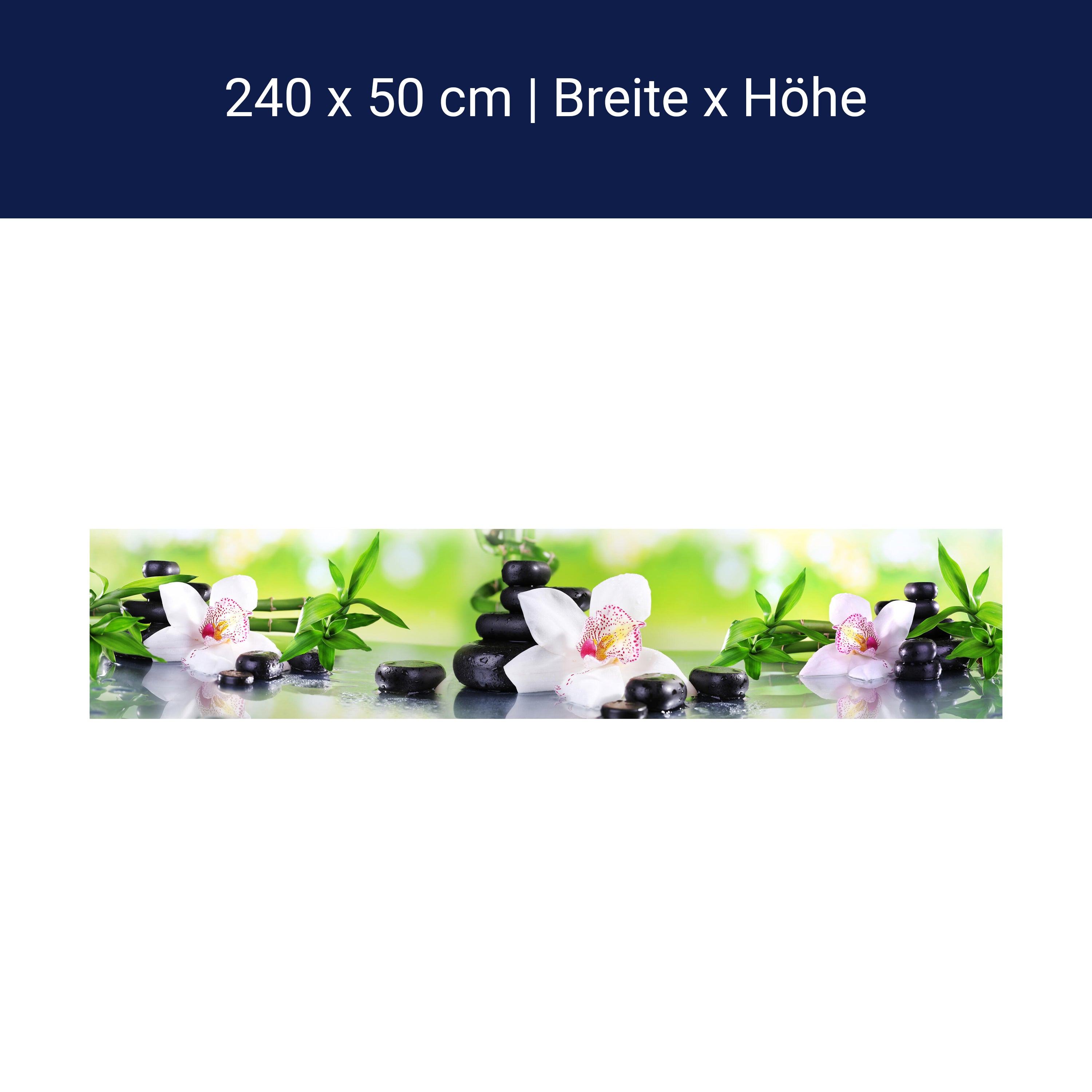 Küchenrückwand Orchidee Bambus Steine Glas M1087 Küchenrückwand Orchidee Bambus Steine Glas M1087