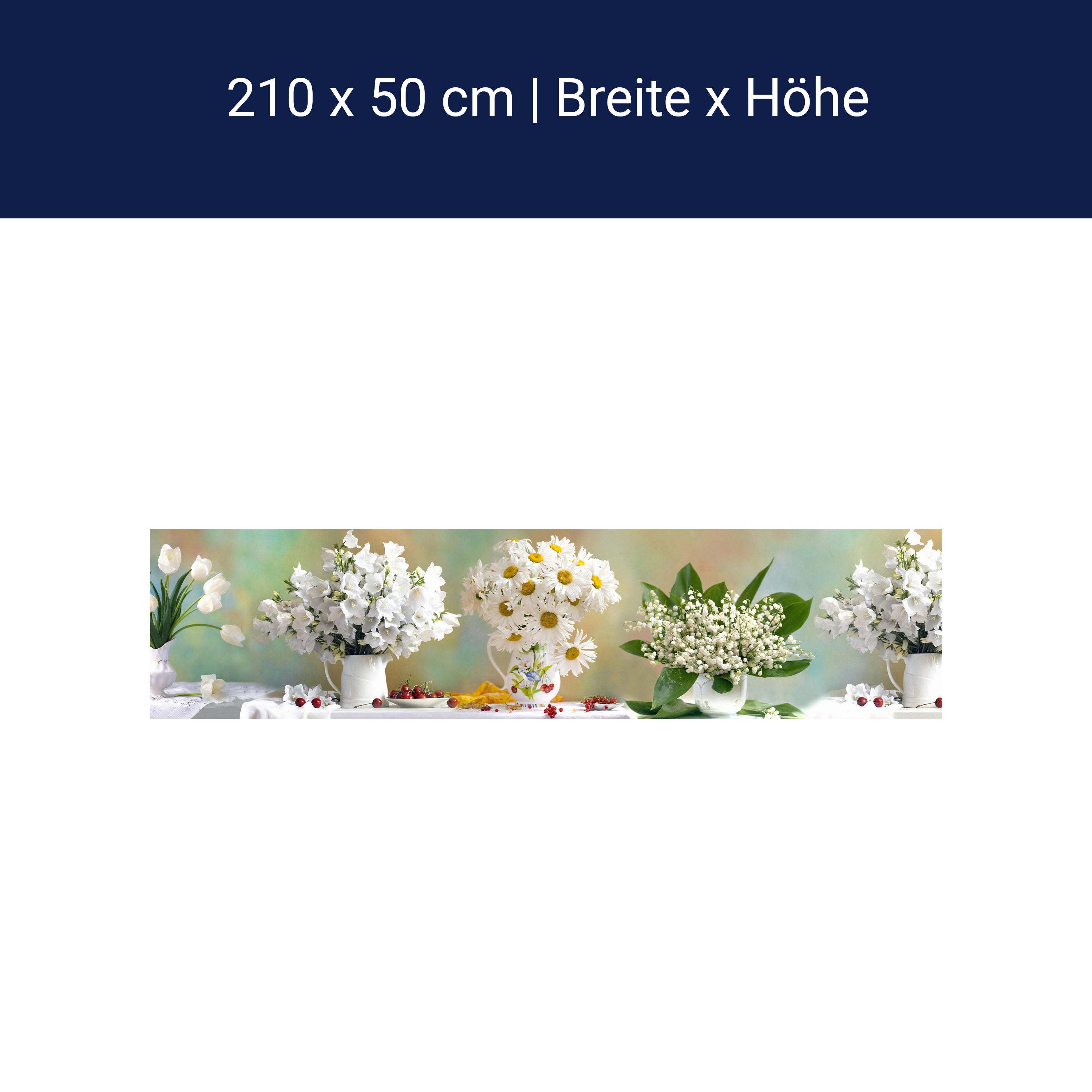 Küchenrückwand Tulpen Gänseblümchen Weiß Kirschen M1088 Küchenrückwand Tulpen Gänseblümchen Weiß Kirschen M1088