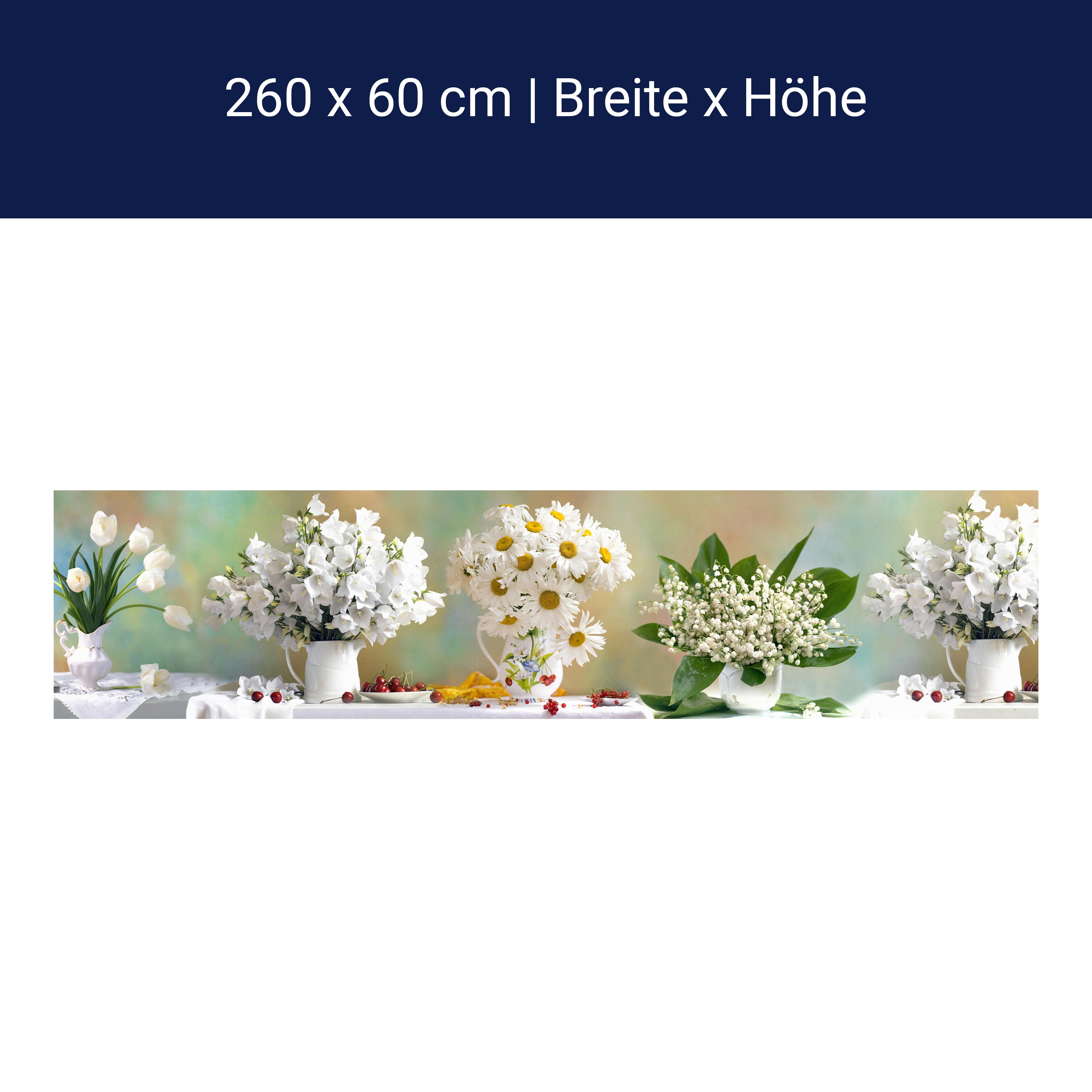 Küchenrückwand Tulpen Gänseblümchen Weiß Kirschen M1088 Küchenrückwand Tulpen Gänseblümchen Weiß Kirschen M1088