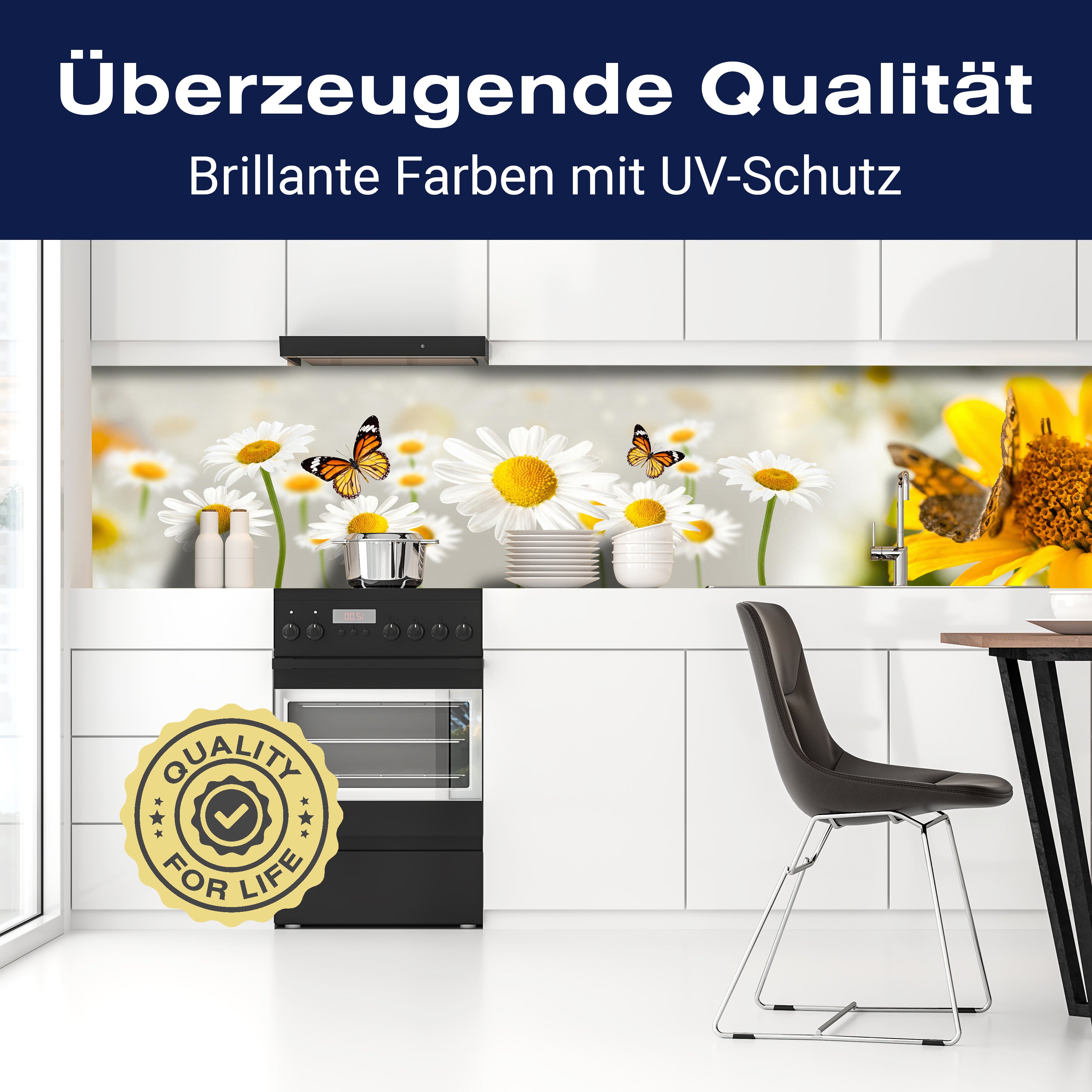 Küchenrückwand Gänseblümchen Schmetterlinge M1095 entdecken - Bild 2 Küchenrückwand Gänseblümchen Schmetterlinge M1095 entdecken - Bild 2