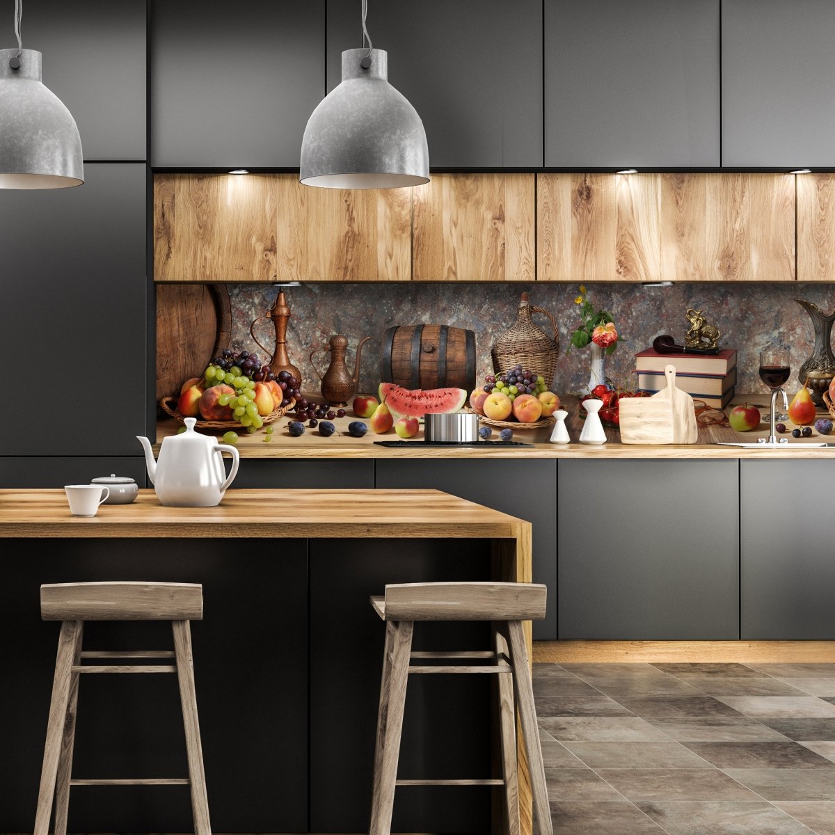Küchenrückwand Wein Obst Früchte Tafel Melone Pfirsisch M1105 entdecken - Bild 1 Küchenrückwand Wein Obst Früchte Tafel Melone Pfirsisch M1105 entdecken - Bild 1