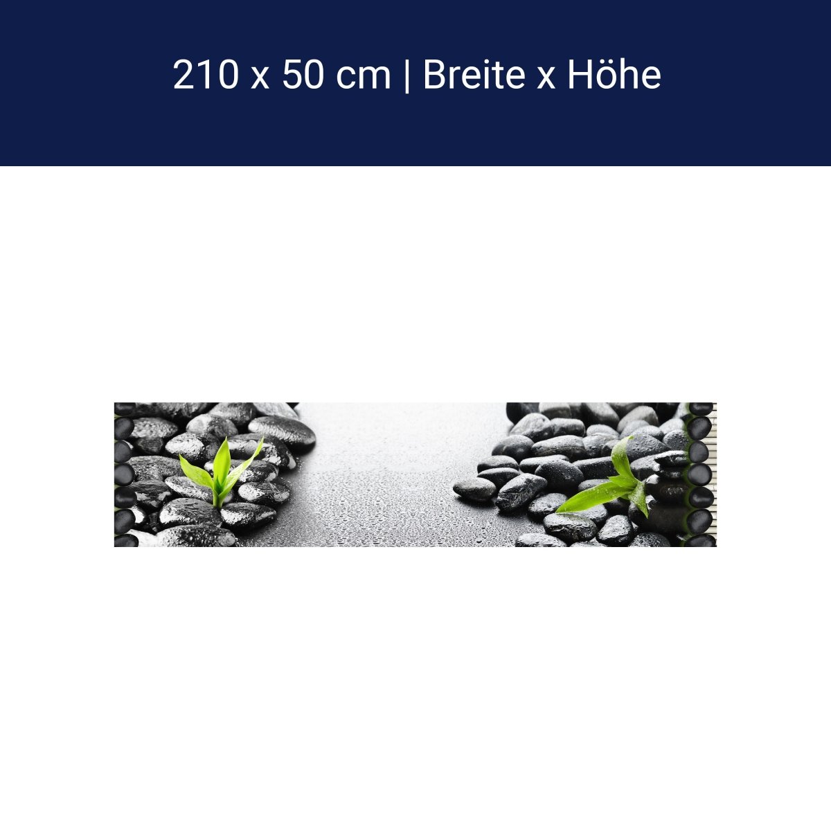 Küchenrückwand Steine schwarz Bambus grün Tropfen Wasse M1111 Küchenrückwand Steine schwarz Bambus grün Tropfen Wasse M1111