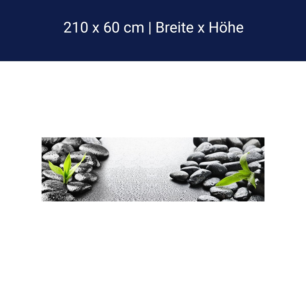 Küchenrückwand Steine schwarz Bambus grün Tropfen Wasse M1111 Küchenrückwand Steine schwarz Bambus grün Tropfen Wasse M1111