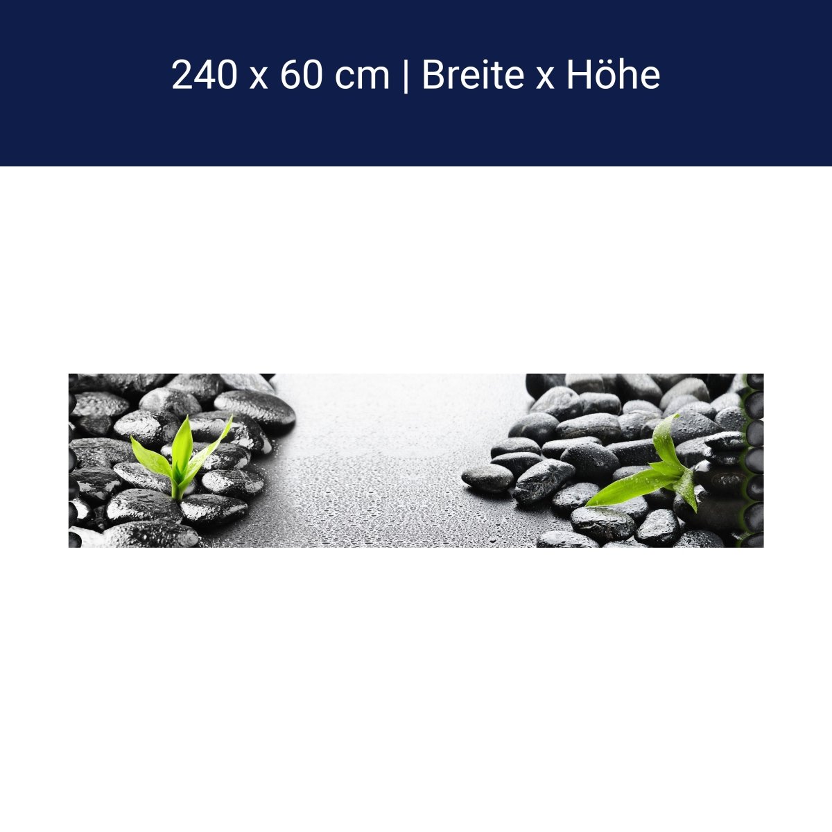 Küchenrückwand Steine schwarz Bambus grün Tropfen Wasse M1111 Küchenrückwand Steine schwarz Bambus grün Tropfen Wasse M1111