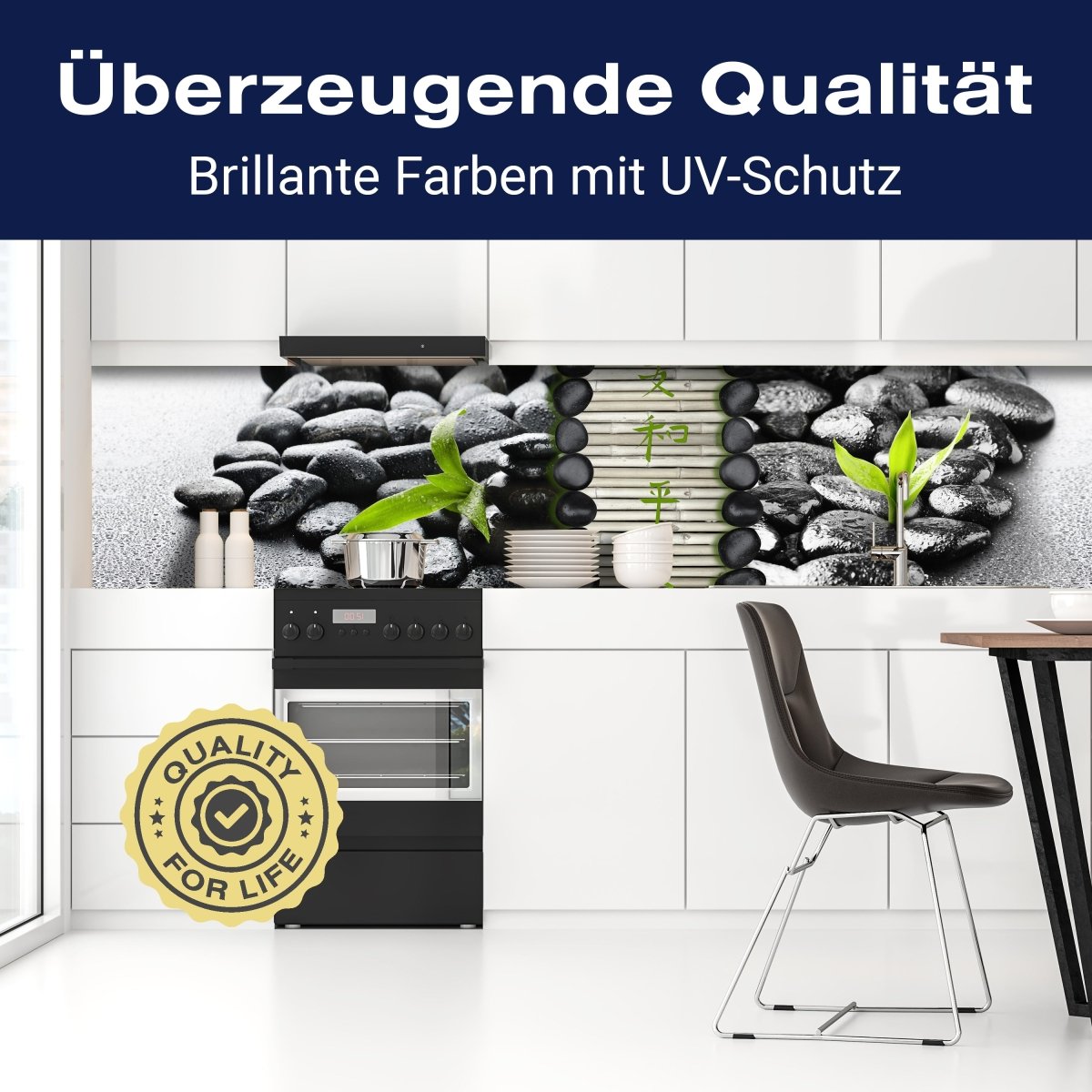 Küchenrückwand Steine schwarz Bambus grün Tropfen Wasse M1111 entdecken - Bild 2 Küchenrückwand Steine schwarz Bambus grün Tropfen Wasse M1111 entdecken - Bild 2