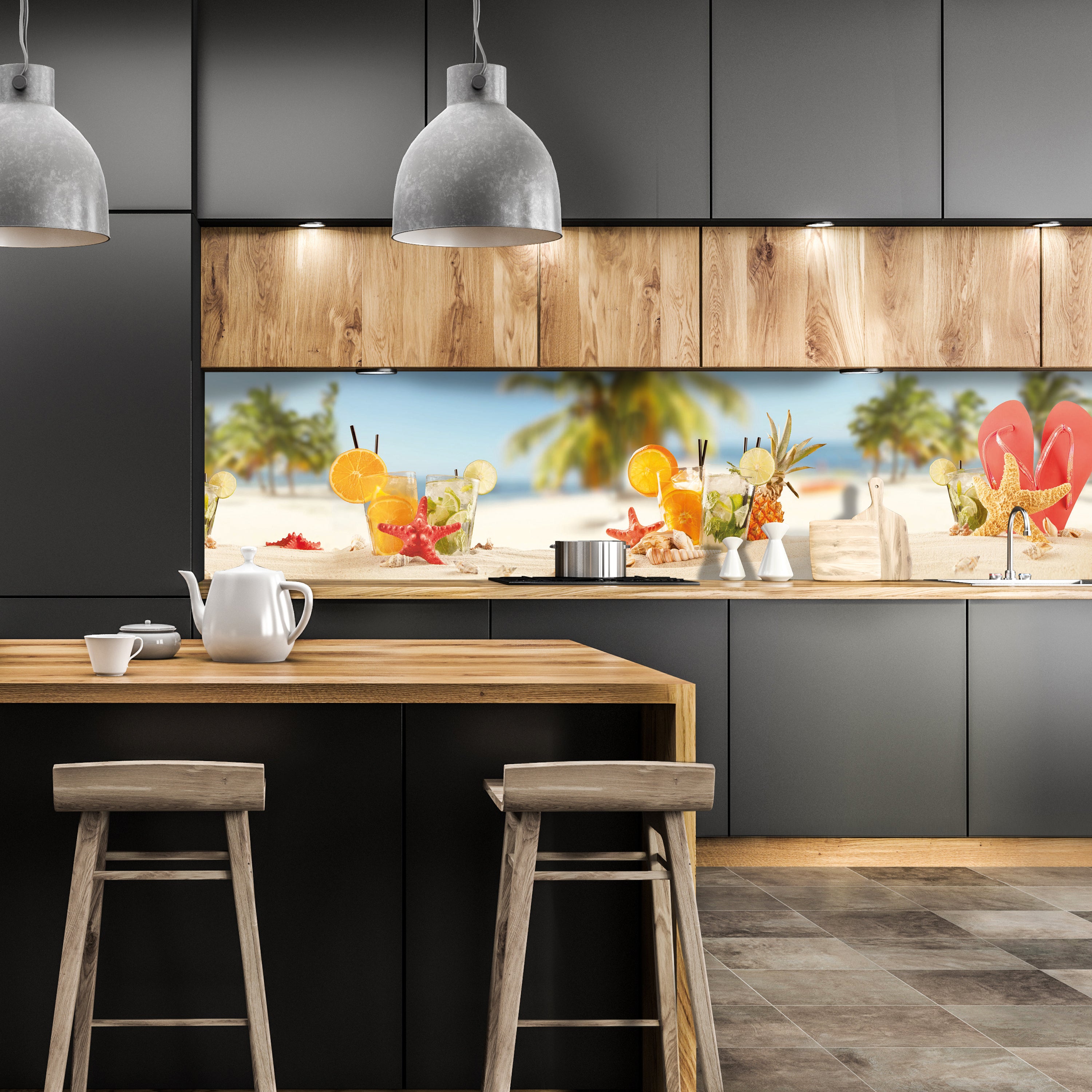 Küchenrückwand Strand Cocktail Seestern Orange Limette M1128 entdecken - Bild 1 Küchenrückwand Strand Cocktail Seestern Orange Limette M1128 entdecken - Bild 1