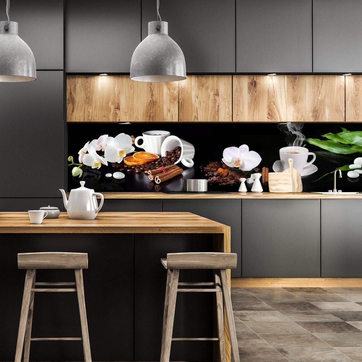 Küchenrückwand Kaffee Zimt Orange Tasse Steine Blüte Sc M1132 entdecken - Bild 1 Küchenrückwand Kaffee Zimt Orange Tasse Steine Blüte Sc M1132 entdecken - Bild 1