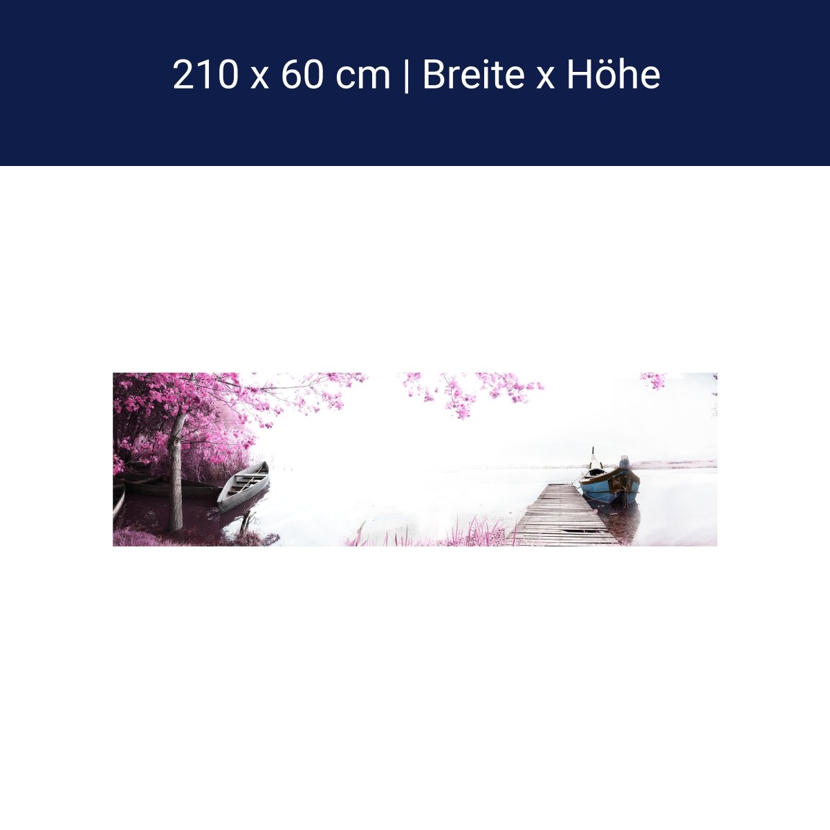 Küchenrückwand Boote Steg See Pink Blüten M1133 Küchenrückwand Boote Steg See Pink Blüten M1133
