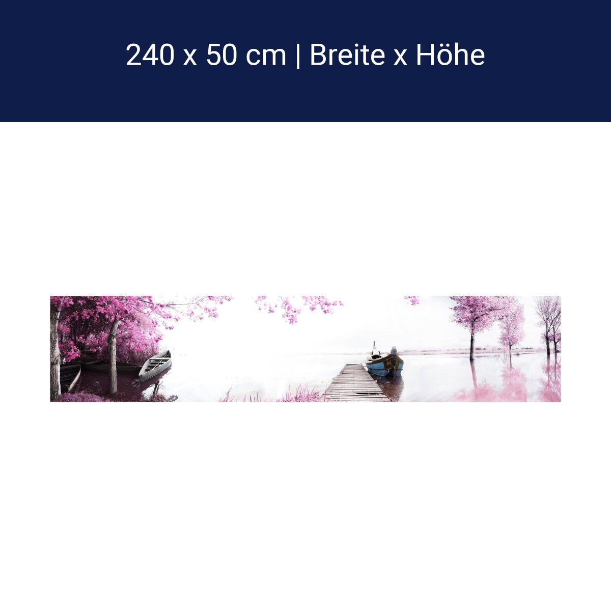 Küchenrückwand Boote Steg See Pink Blüten M1133 Küchenrückwand Boote Steg See Pink Blüten M1133