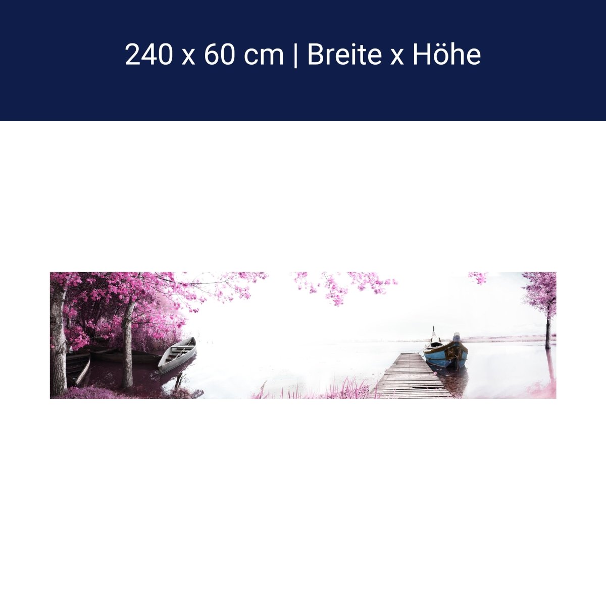 Küchenrückwand Boote Steg See Pink Blüten M1133 Küchenrückwand Boote Steg See Pink Blüten M1133