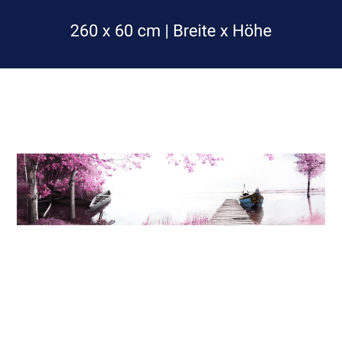 Küchenrückwand Boote Steg See Pink Blüten M1133 Küchenrückwand Boote Steg See Pink Blüten M1133