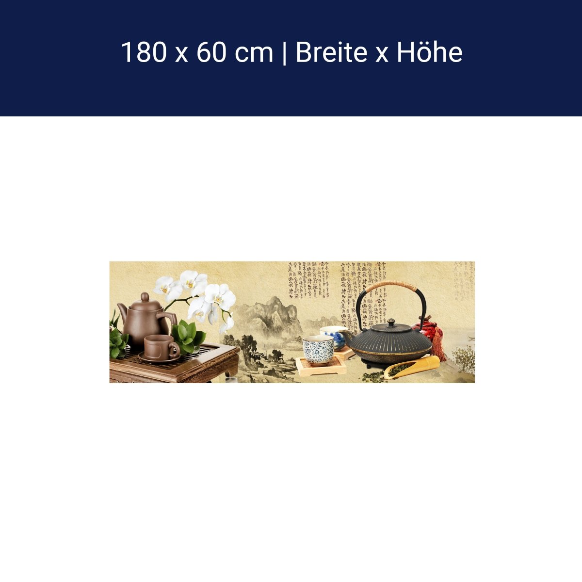 Küchenrückwand Tee Asiatisch Kirschblüte Holz Pergament M1145 Küchenrückwand Tee Asiatisch Kirschblüte Holz Pergament M1145