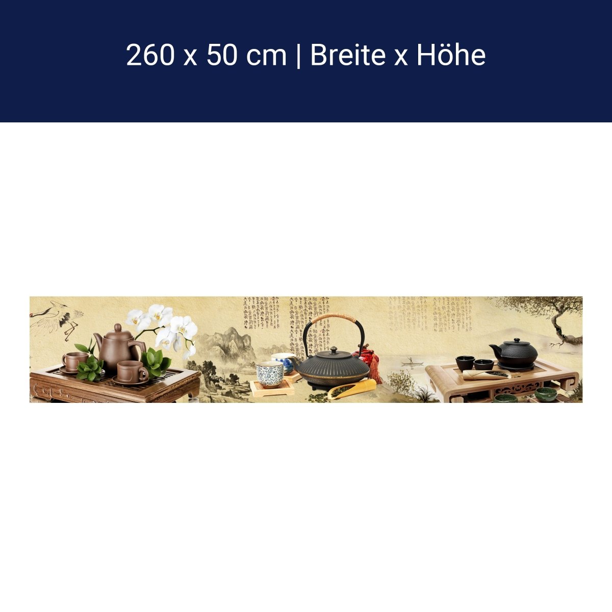 Küchenrückwand Tee Asiatisch Kirschblüte Holz Pergament M1145 Küchenrückwand Tee Asiatisch Kirschblüte Holz Pergament M1145