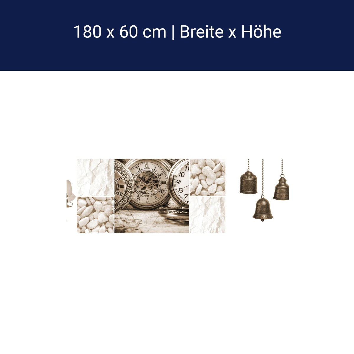 Küchenrückwand Uhren Glocken Steine Blüte Sepia Blumen M1175 Küchenrückwand Uhren Glocken Steine Blüte Sepia Blumen M1175