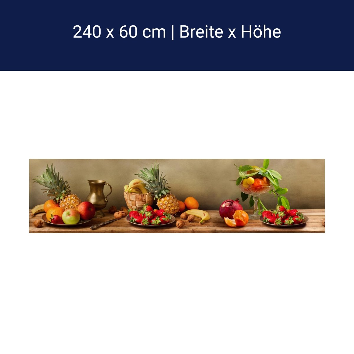 Küchenrückwand Obst Nüsse Erdbeeren Ananas Granatapfel M1180 Küchenrückwand Obst Nüsse Erdbeeren Ananas Granatapfel M1180