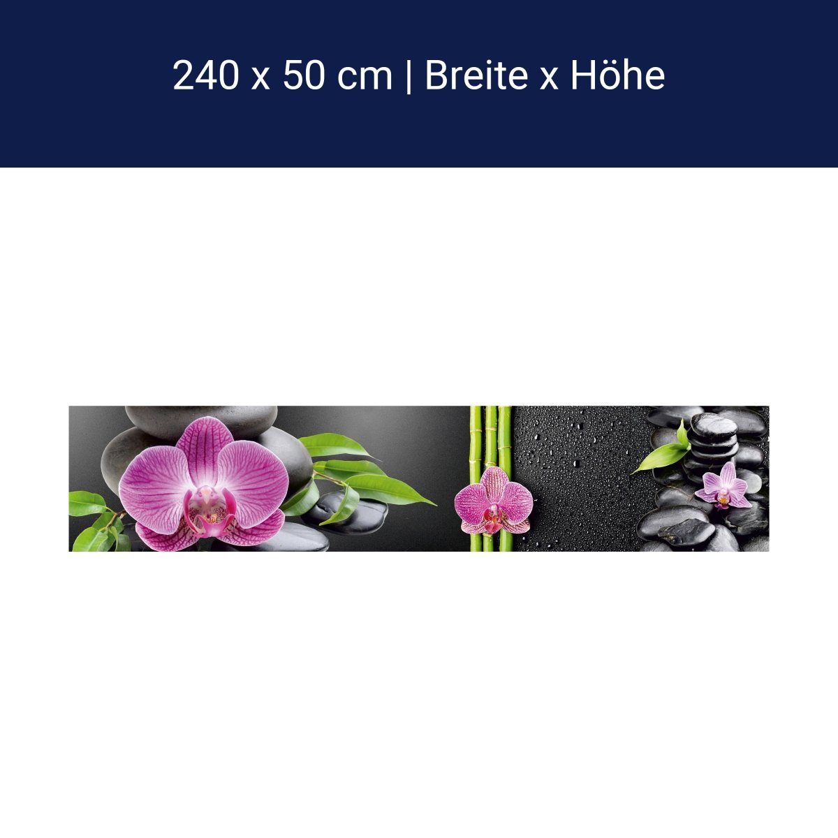 Küchenrückwand Bambus Steine Schwarz Orchidee Magenta M1185 Küchenrückwand Bambus Steine Schwarz Orchidee Magenta M1185
