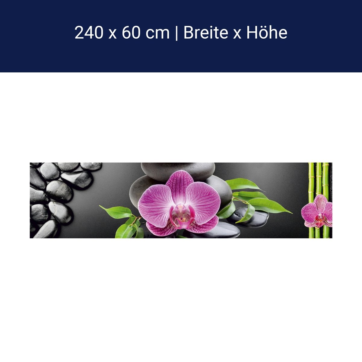 Küchenrückwand Bambus Steine Schwarz Orchidee Magenta M1185 Küchenrückwand Bambus Steine Schwarz Orchidee Magenta M1185