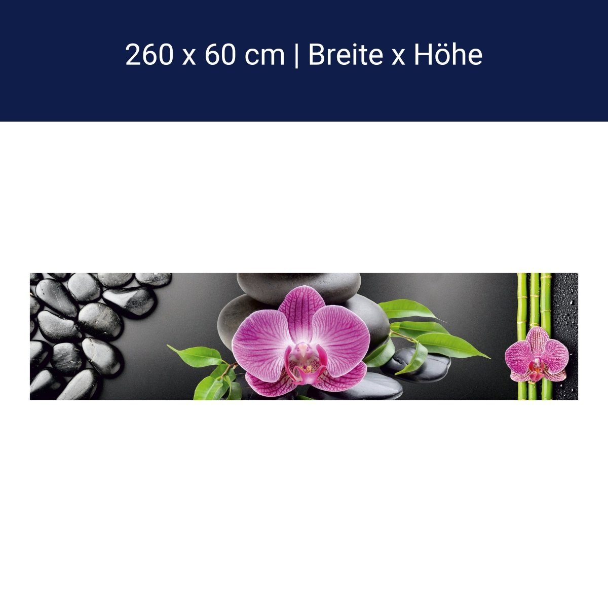 Küchenrückwand Bambus Steine Schwarz Orchidee Magenta M1185 Küchenrückwand Bambus Steine Schwarz Orchidee Magenta M1185