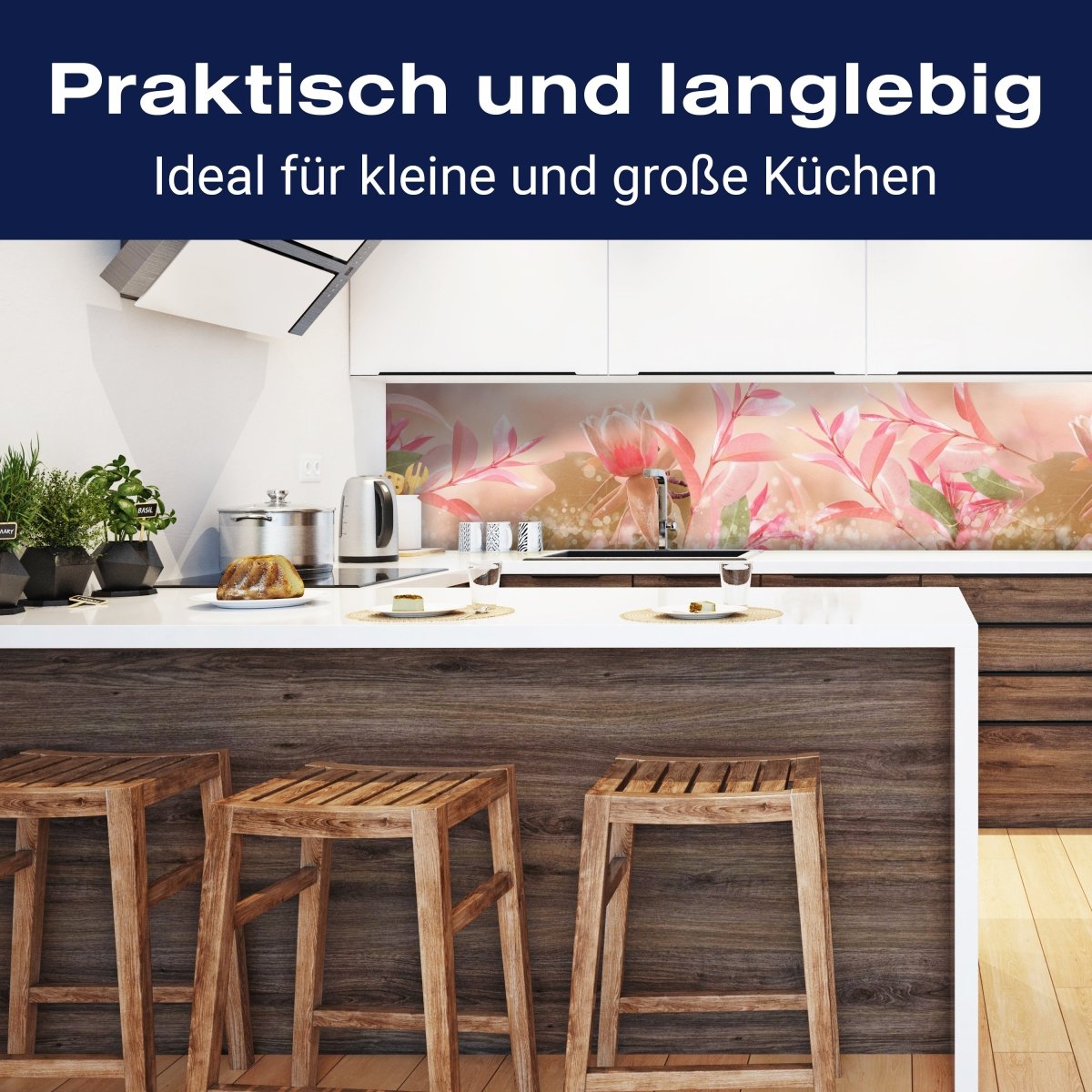 Küchenrückwand Natur Blumen Blätter Rosa Grün Blasen M1187 entdecken - Bild 3 Küchenrückwand Natur Blumen Blätter Rosa Grün Blasen M1187 entdecken - Bild 3