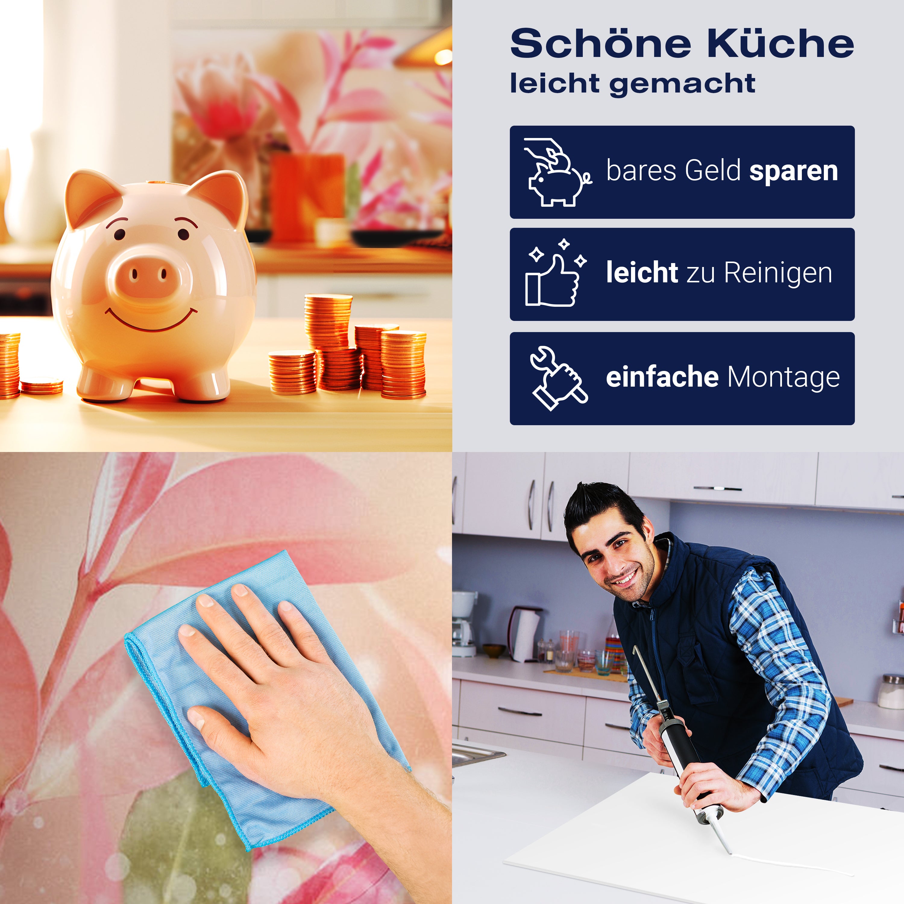 Küchenrückwand Natur Blumen Blätter Rosa Grün Blasen M1187 entdecken - Bild 7 Küchenrückwand Natur Blumen Blätter Rosa Grün Blasen M1187 entdecken - Bild 7