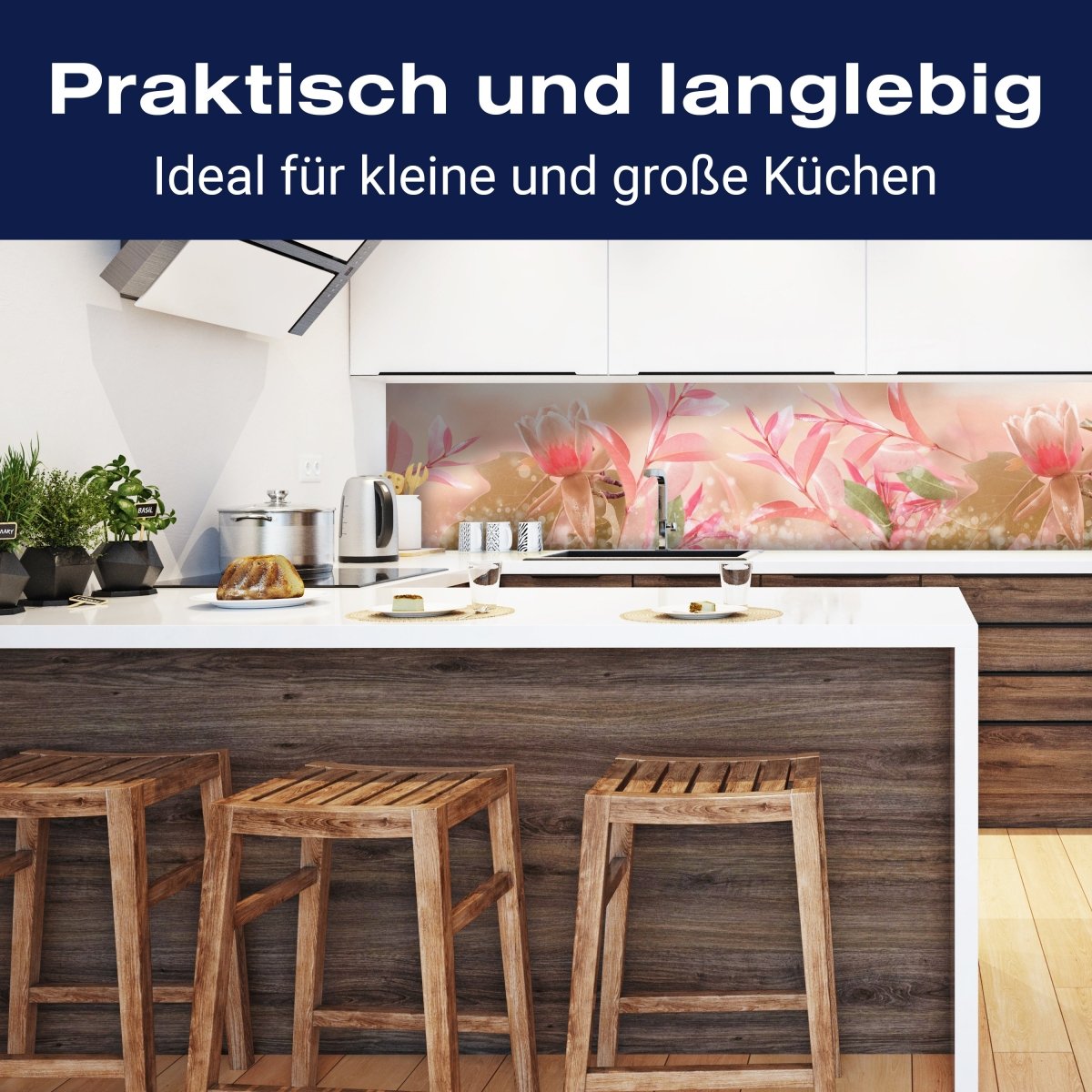Küchenrückwand Natur Blumen Blätter Rosa Grün Blüten M1188 entdecken - Bild 3 Küchenrückwand Natur Blumen Blätter Rosa Grün Blüten M1188 entdecken - Bild 3