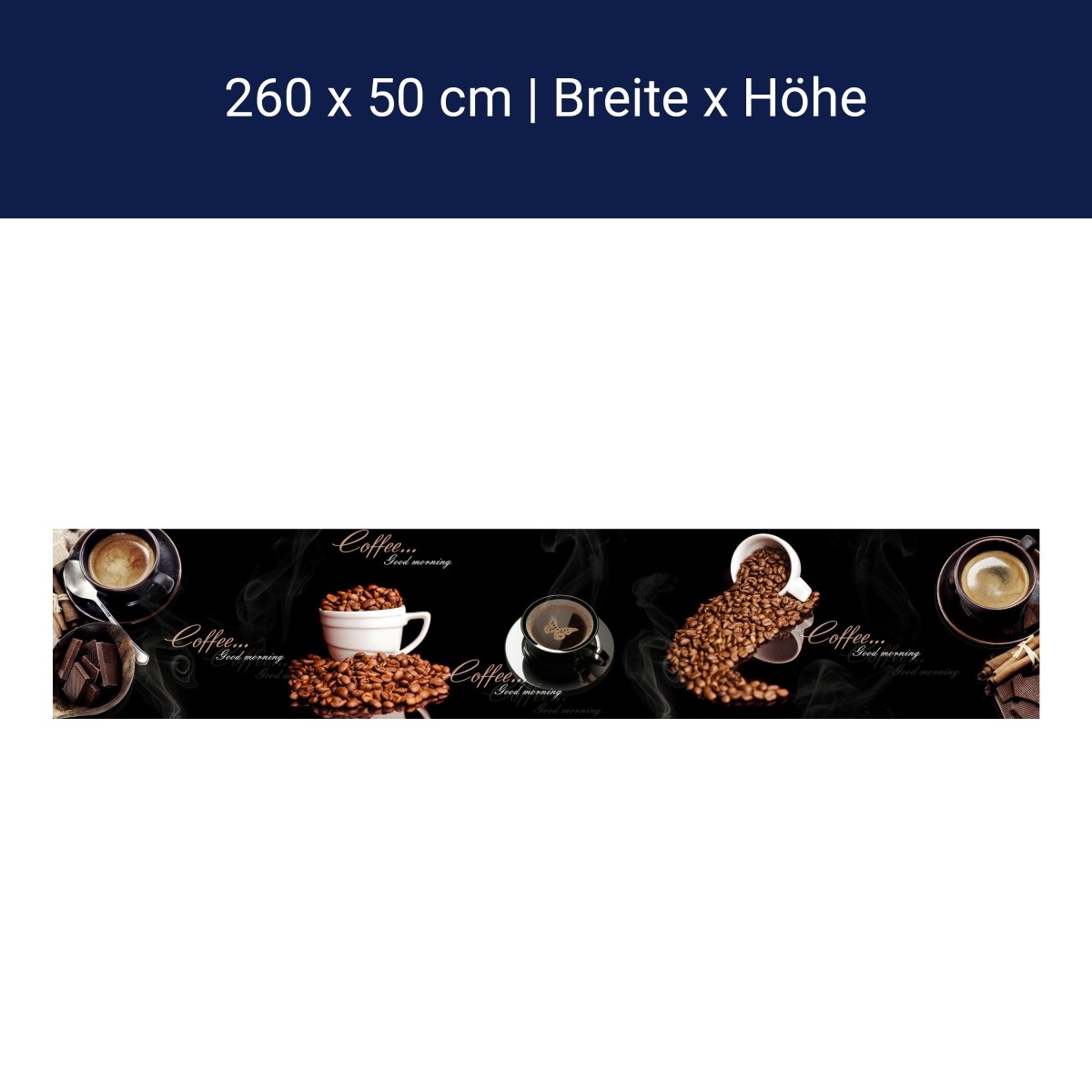 Küchenrückwand Kaffee Kaffeebohnen Tassen Schwarz M1192 Küchenrückwand Kaffee Kaffeebohnen Tassen Schwarz M1192