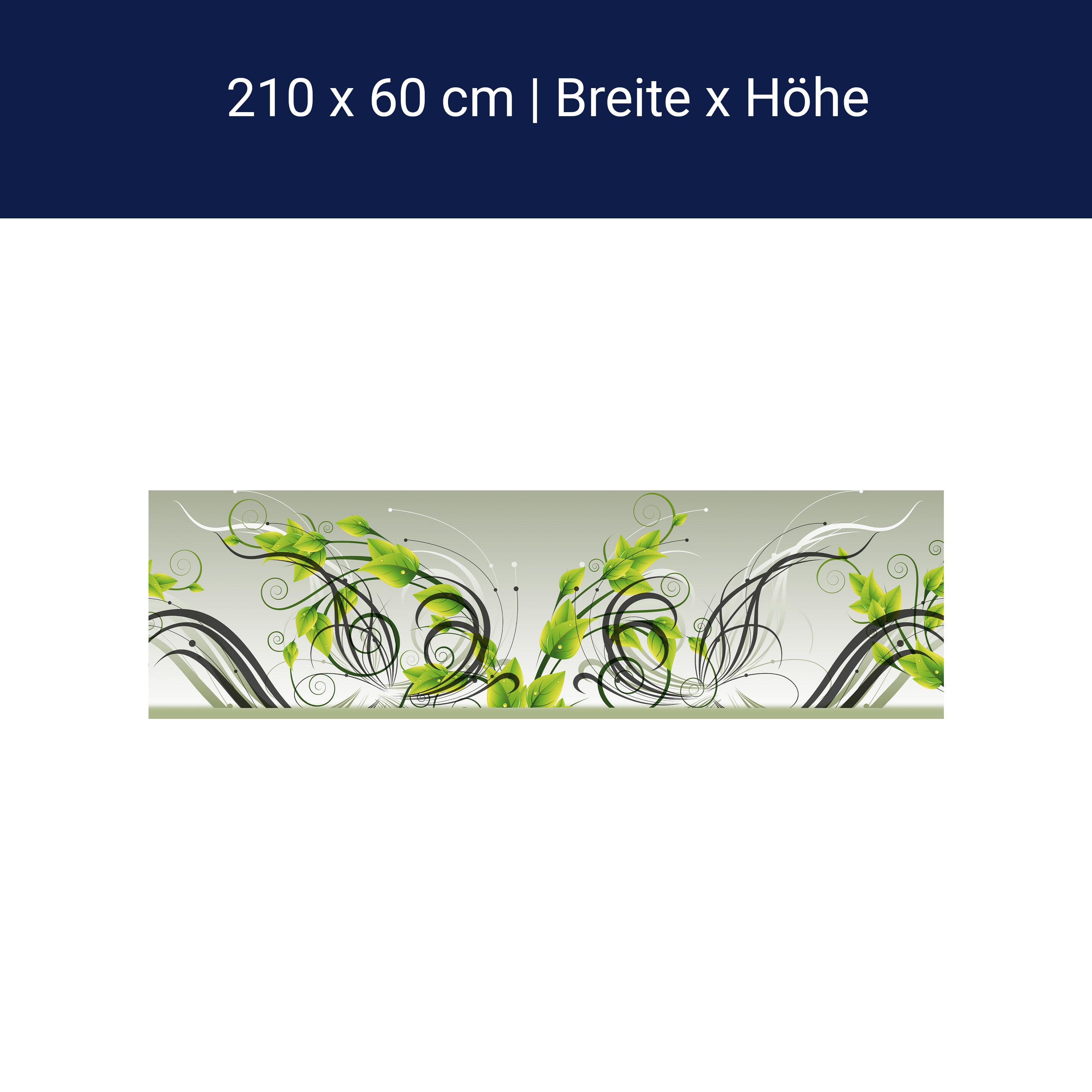 Küchenrückwand Tribal Blätter Grün Verlauf Ranken M1195 Küchenrückwand Tribal Blätter Grün Verlauf Ranken M1195