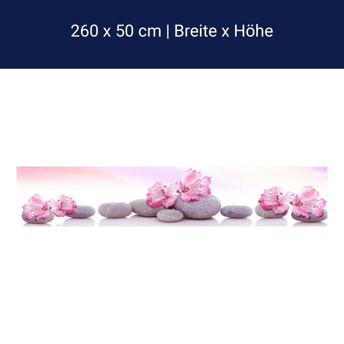 Küchenrückwand Steine Linien Spiegelung Rosa Blüten M1198 Küchenrückwand Steine Linien Spiegelung Rosa Blüten M1198