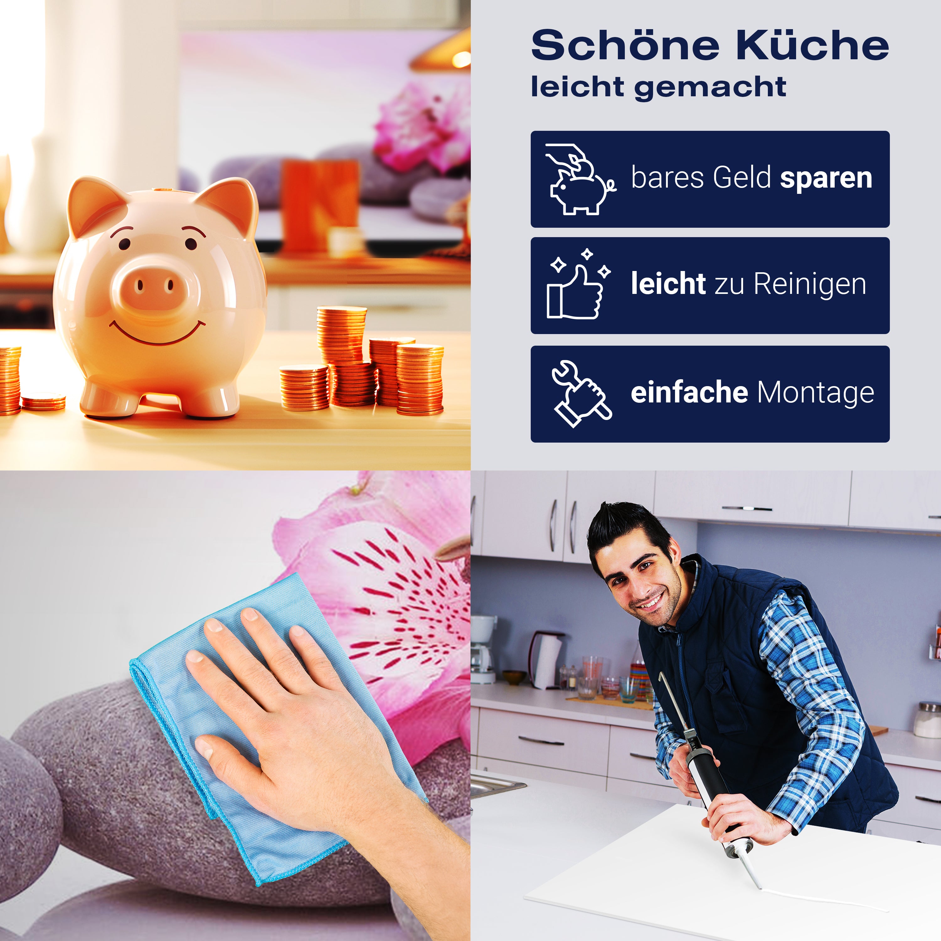 Küchenrückwand Steine Linien Spiegelung Rosa Blüten M1198 entdecken - Bild 7 Küchenrückwand Steine Linien Spiegelung Rosa Blüten M1198 entdecken - Bild 7