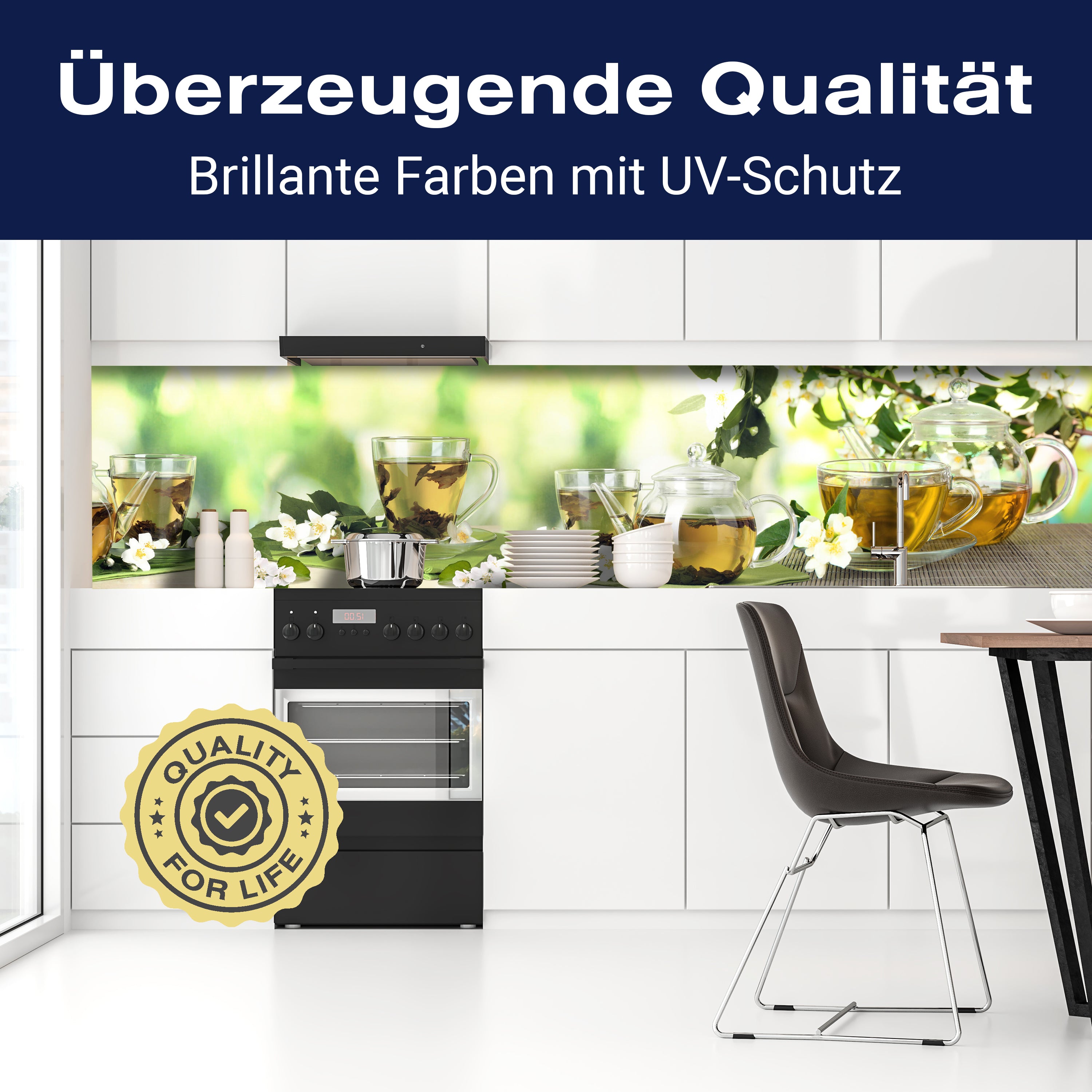 Küchenrückwand Tee Gläser Kanne Blüten Grün Blätter M1200 entdecken - Bild 2 Küchenrückwand Tee Gläser Kanne Blüten Grün Blätter M1200 entdecken - Bild 2