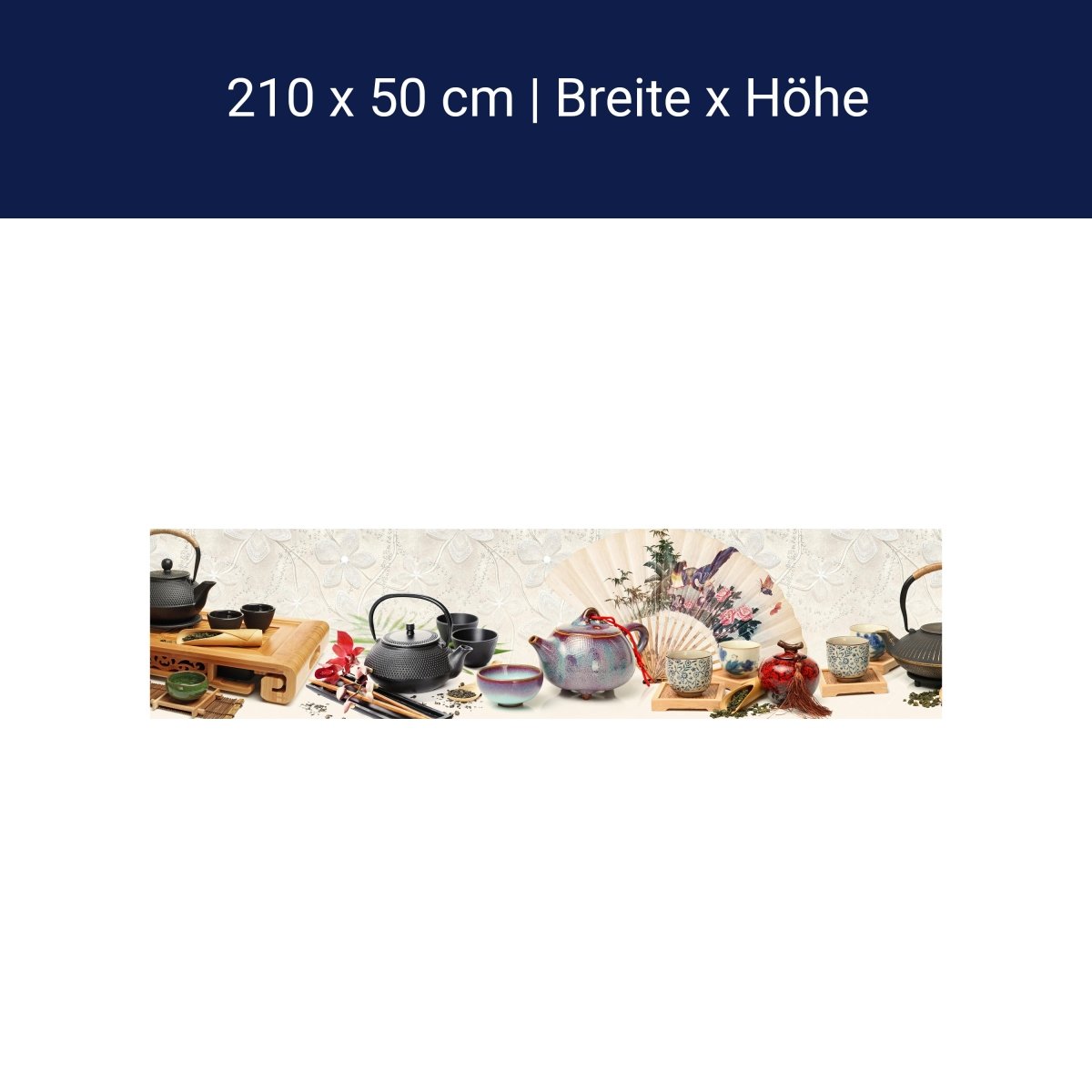 Küchenrückwand Tee Kanne Holz Stäbchen Asiatisch Bunt M1201 Küchenrückwand Tee Kanne Holz Stäbchen Asiatisch Bunt M1201