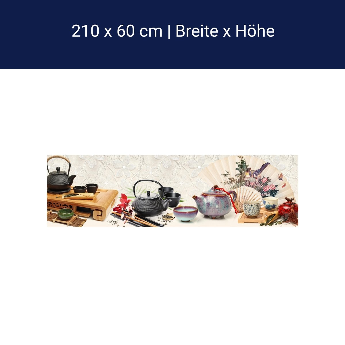 Küchenrückwand Tee Kanne Holz Stäbchen Asiatisch Bunt M1201 Küchenrückwand Tee Kanne Holz Stäbchen Asiatisch Bunt M1201