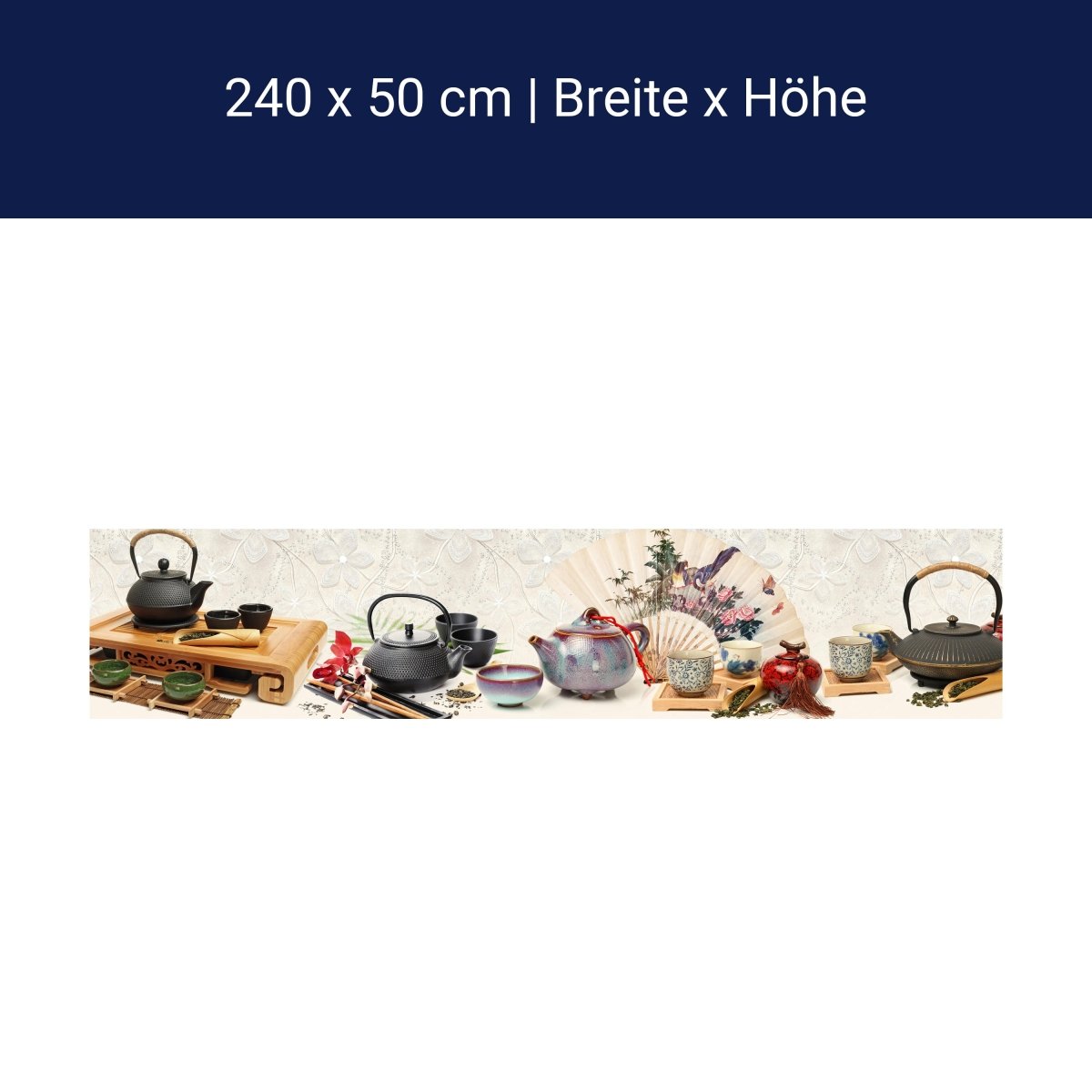 Küchenrückwand Tee Kanne Holz Stäbchen Asiatisch Bunt M1201 Küchenrückwand Tee Kanne Holz Stäbchen Asiatisch Bunt M1201