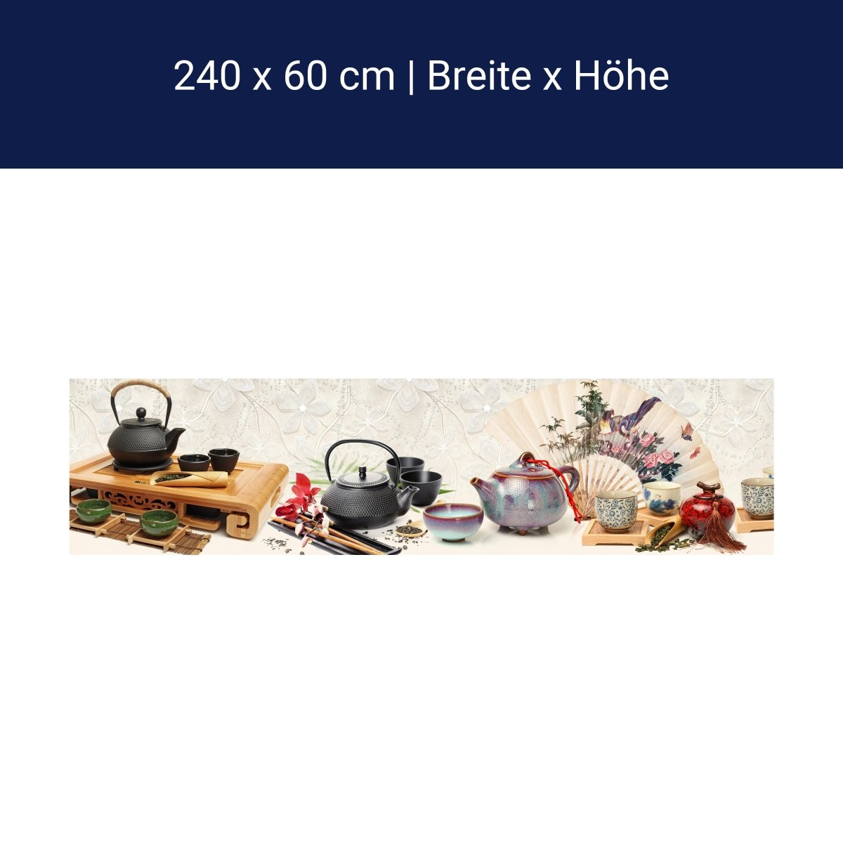 Küchenrückwand Tee Kanne Holz Stäbchen Asiatisch Bunt M1201 Küchenrückwand Tee Kanne Holz Stäbchen Asiatisch Bunt M1201